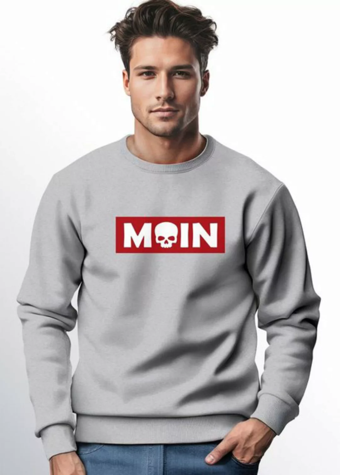 Neverless Sweatshirt Sweatshirt Herren Moin Skull Totenkopf Aufdruck Nordis günstig online kaufen