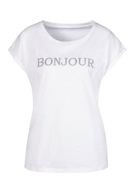 Vivance Kurzarmshirt mit Frontdruck "Bonjour" aus weicher Baumwoll-Qualität günstig online kaufen