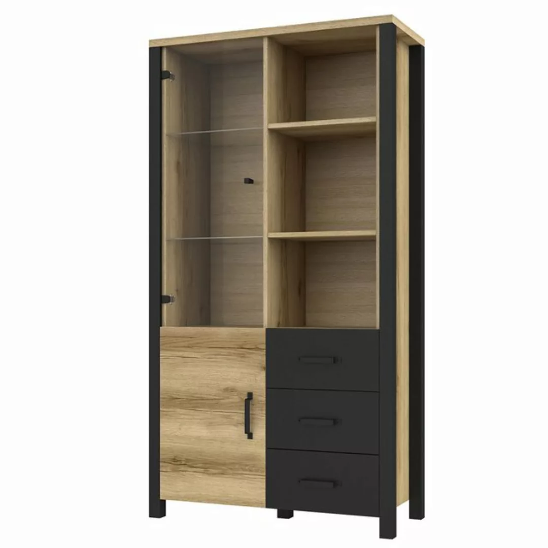 Wohn-/Esszimmer Vitrine in Grand Natural Oak Nb. mit schwarz supermatt ORAD günstig online kaufen