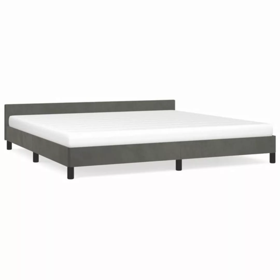 furnicato Bett Bettgestell mit Kopfteil Dunkelgrau 200x200 cm Samt günstig online kaufen