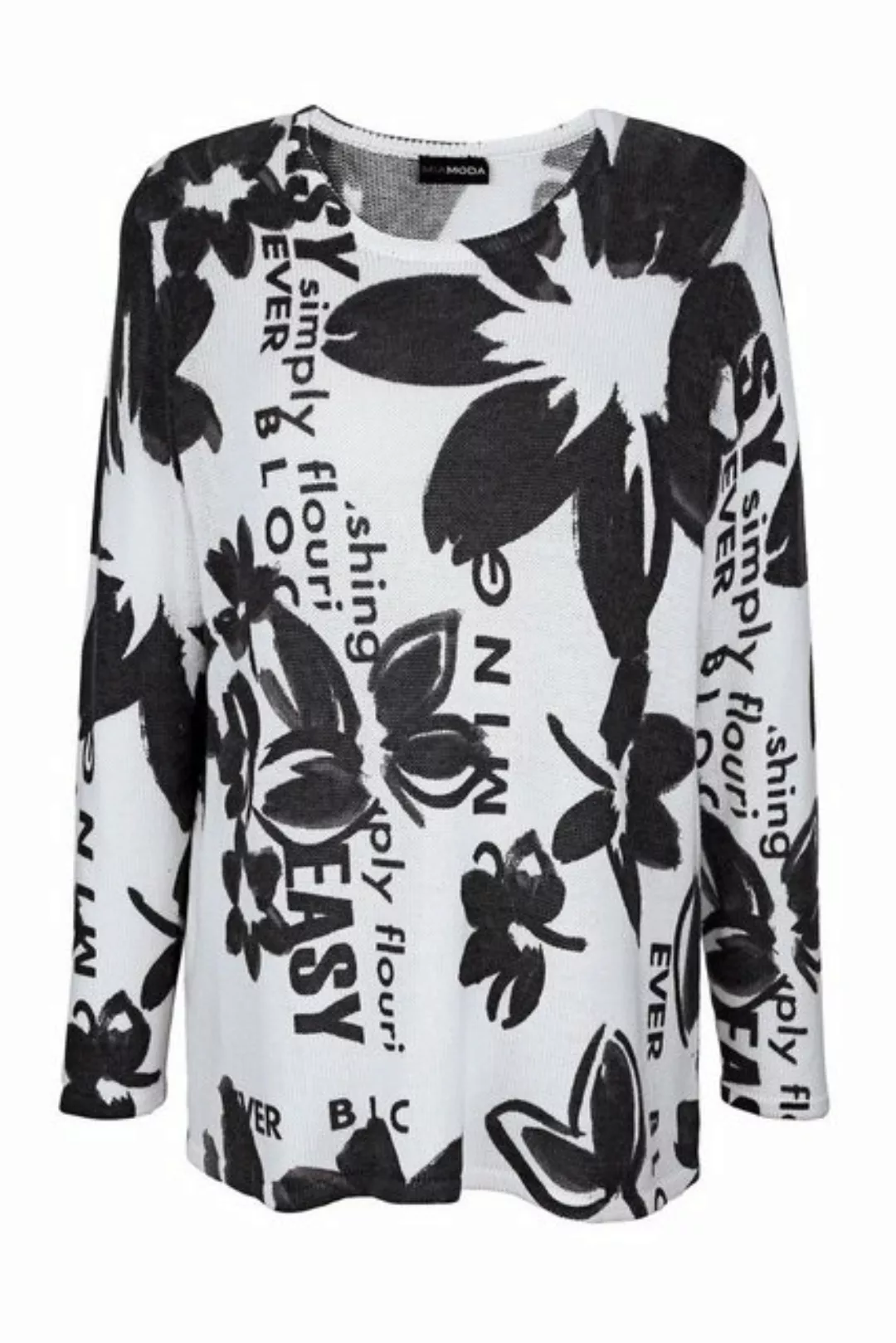MIAMODA Strickpullover Pullover floraler Druck Langarm günstig online kaufen