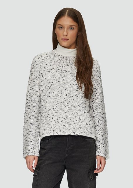 s.Oliver Strickpullover Melierter Strickpullover mit weiten Ärmeln Seitensc günstig online kaufen