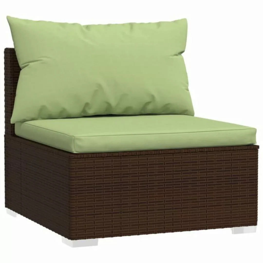 vidaXL Sofaelement Garten-Mittelsofa mit Kissen Braun Poly Rattan (1 St) günstig online kaufen