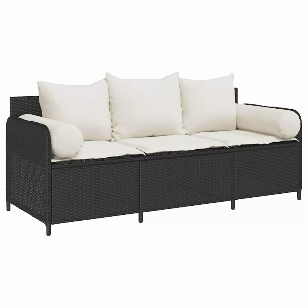 vidaXL Loungesofa Gartensofa mit Kissen 3-Sitzer günstig online kaufen