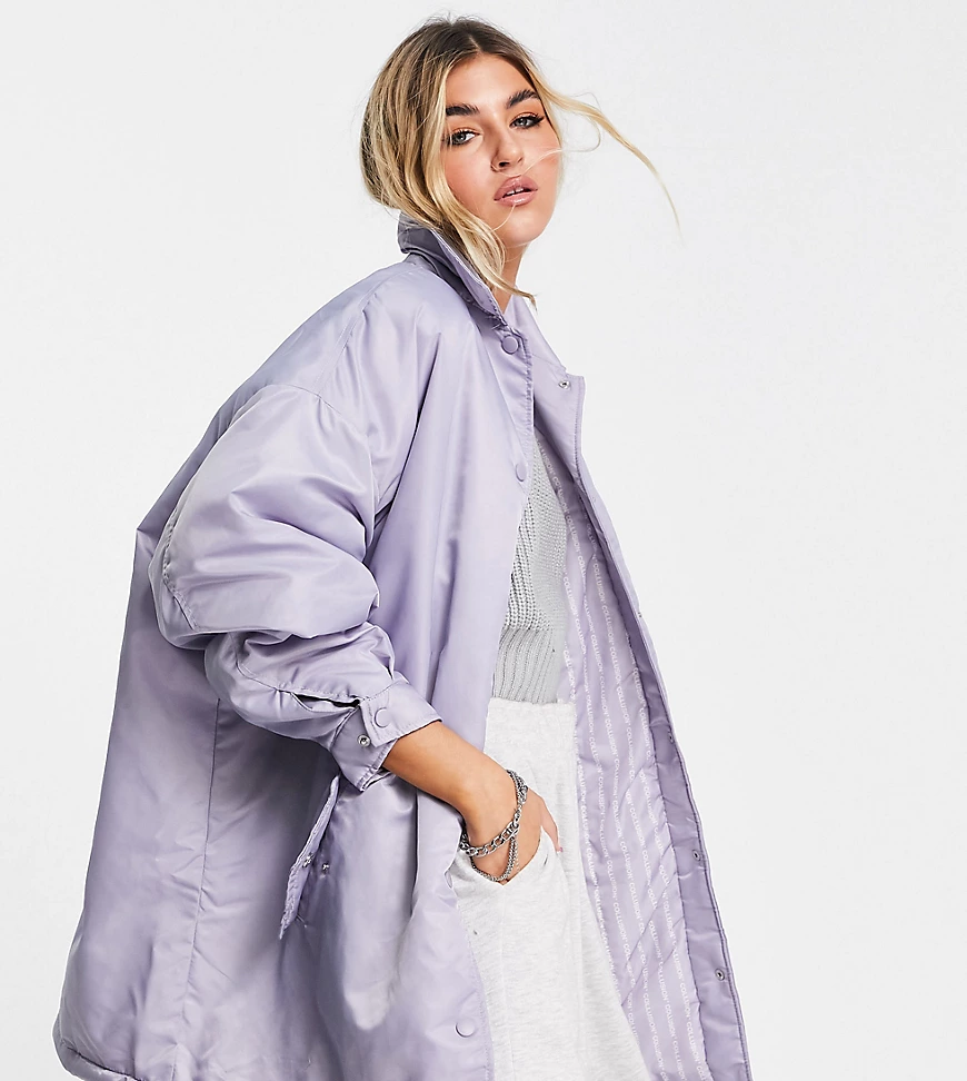 COLLUSION – Oversize-Mantel aus recyceltem Polyester in Flieder-Blau günstig online kaufen
