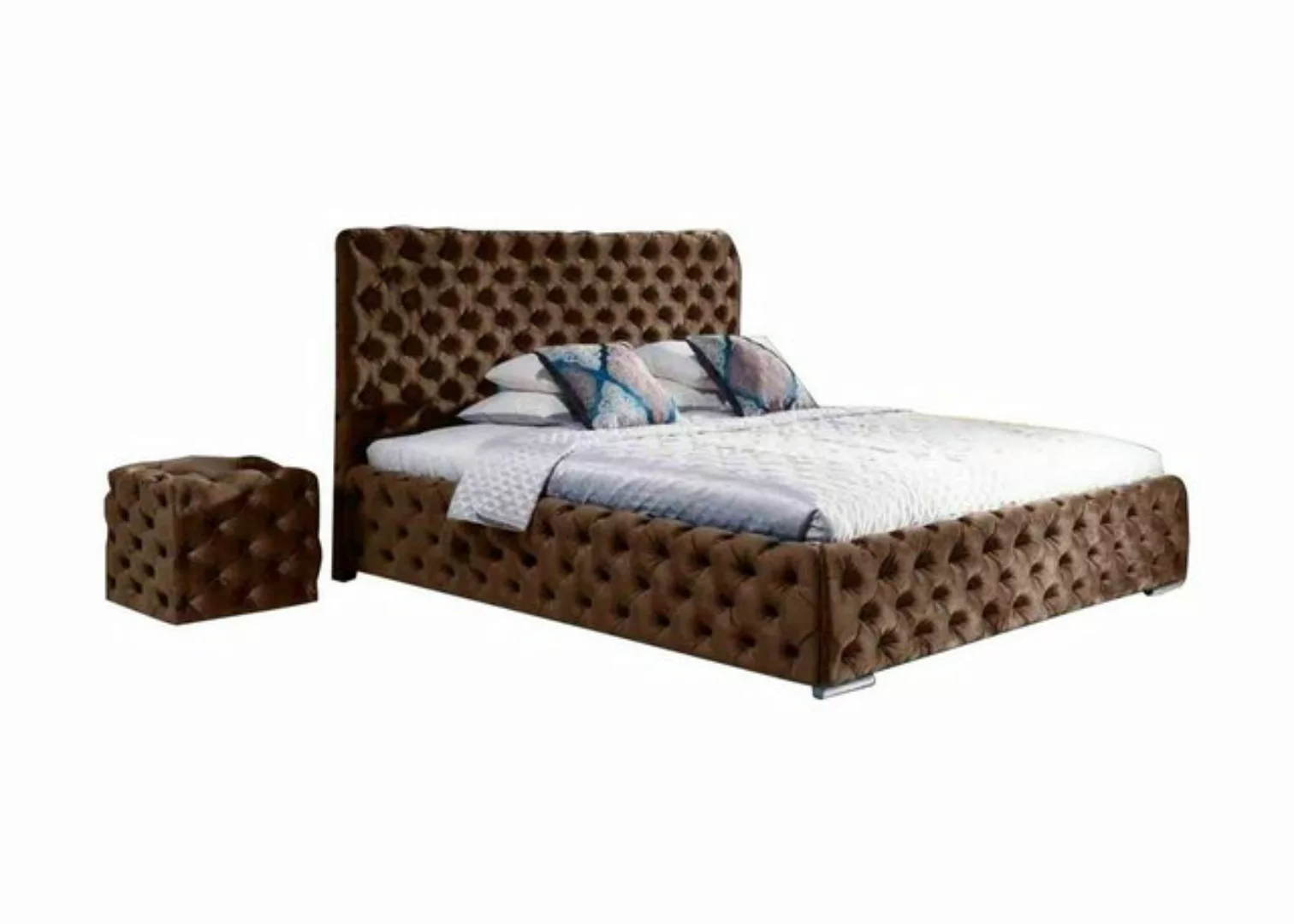 Xlmoebel Bett Luxus Chesterfield Bett Set 140x200 Grün Modern Design (Bett) günstig online kaufen