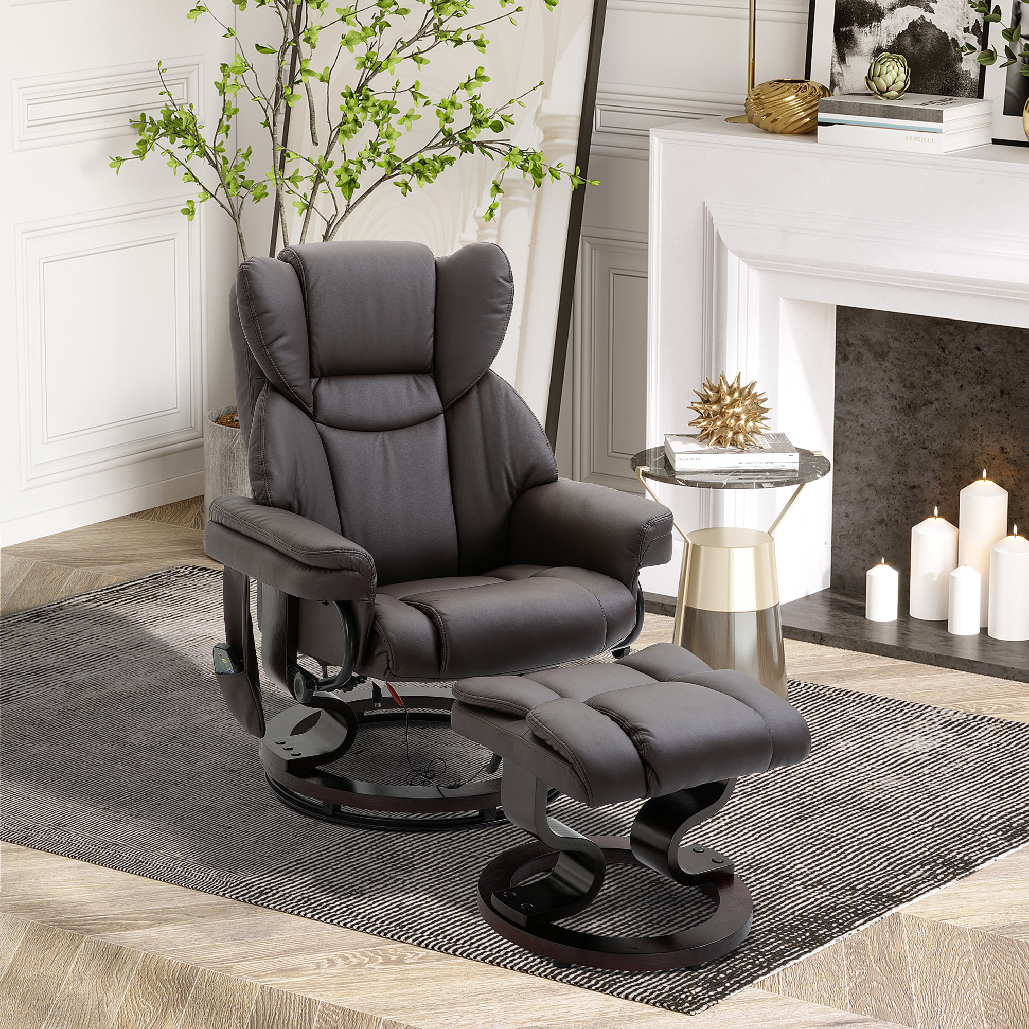 HOMCOM Relaxsessel Massagesessel mit Fußhocker und Liegefunktion, Kunstlede günstig online kaufen