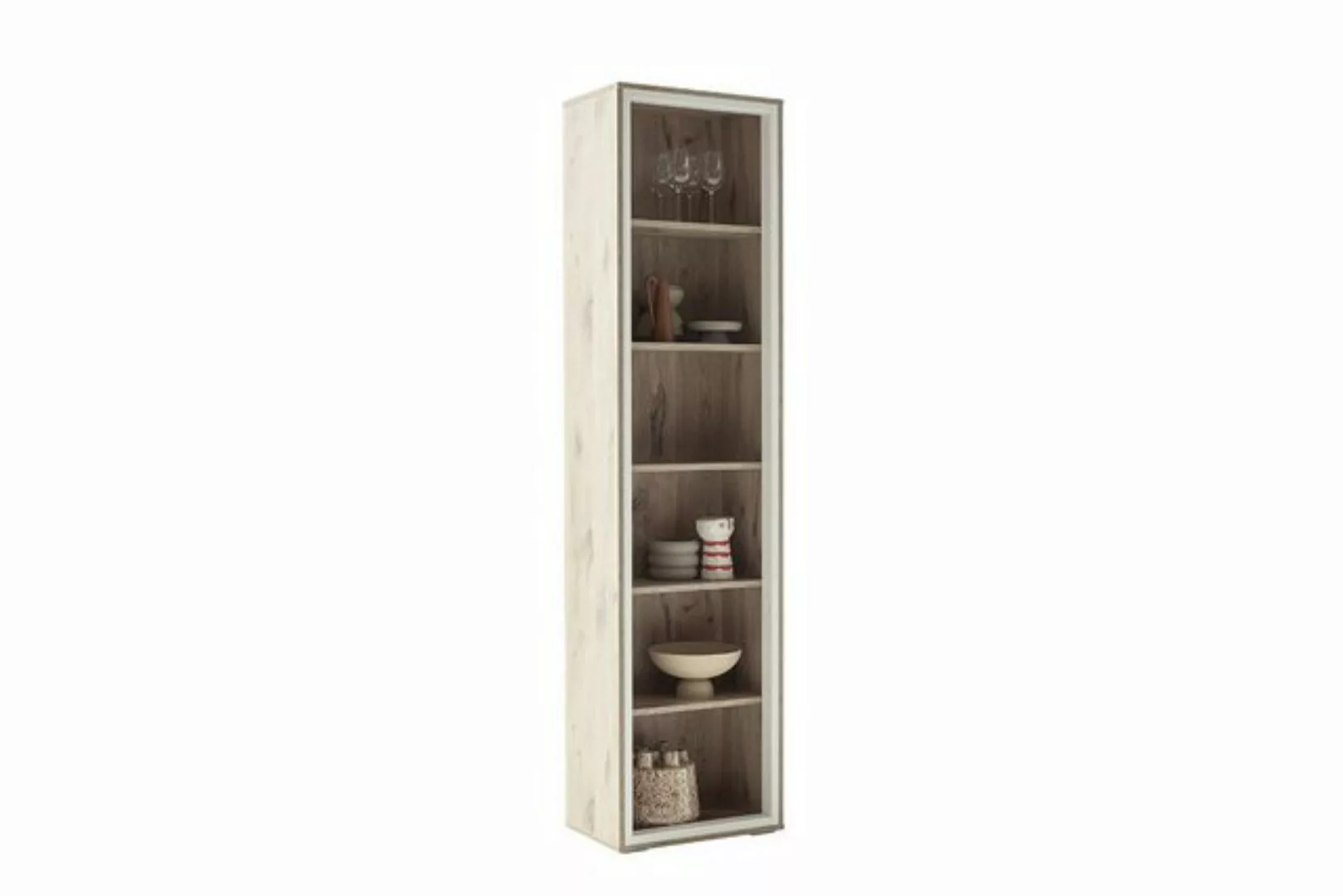 freiraum Vitrine SANTERNO 1 Tür, 6 Fächer, in Viking Eiche Dekor - 50x197x3 günstig online kaufen