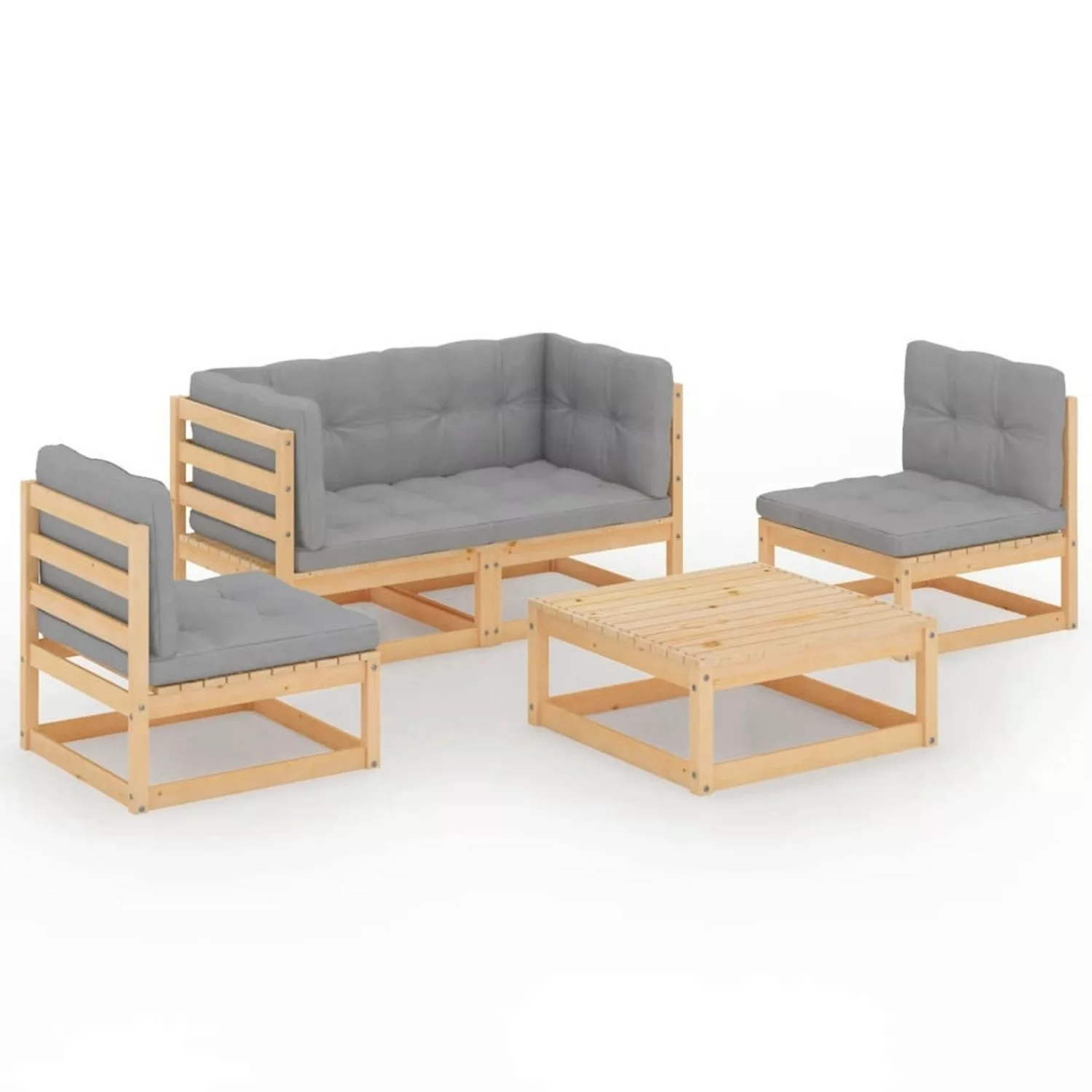 5-tlg. Garten-lounge-set Mit Kissen Kiefer Massivholz günstig online kaufen