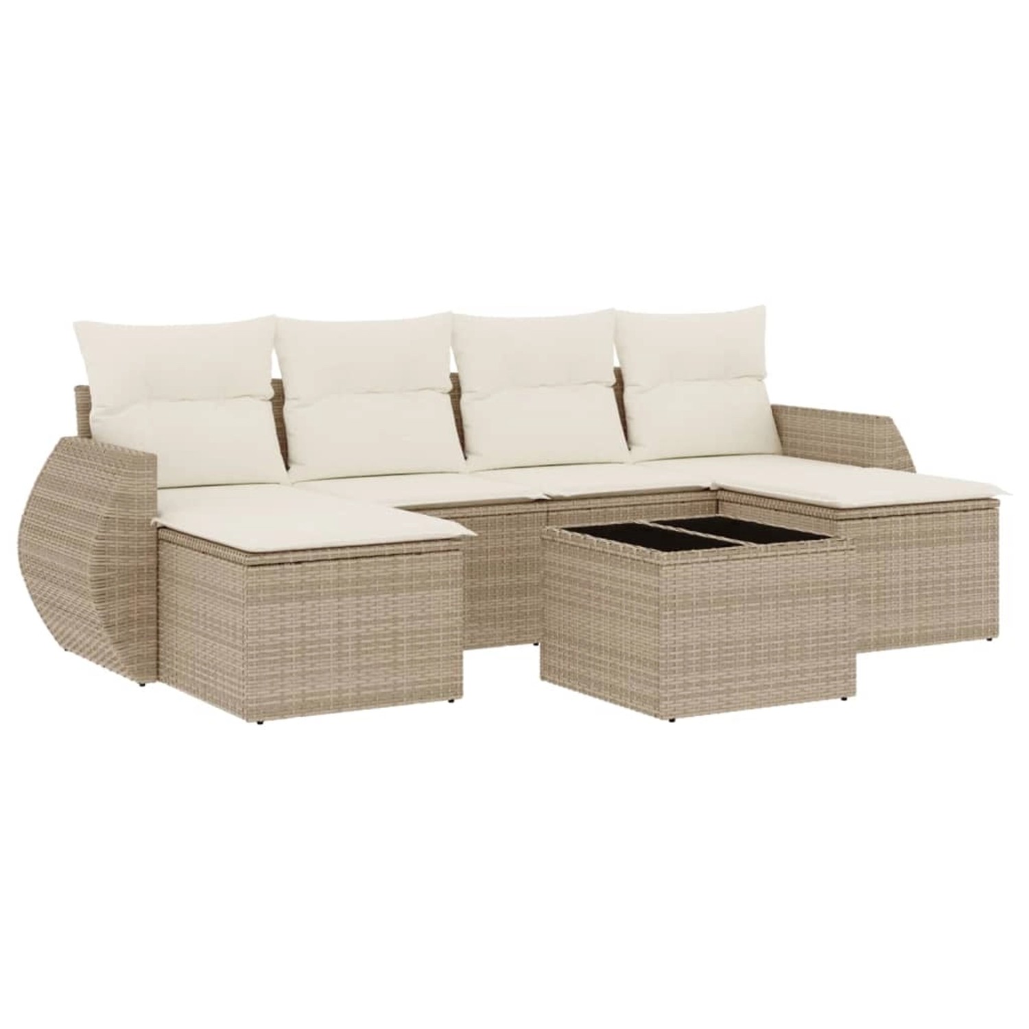vidaXL 7-Tlg Garten-Sofagarnitur mit Kissen Beige Poly Rattan 3254065 günstig online kaufen