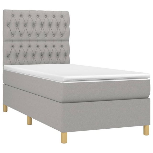 vidaXL Boxspringbett Boxspringbett mit Matratze Hellgrau 100x200 cm Stoff B günstig online kaufen