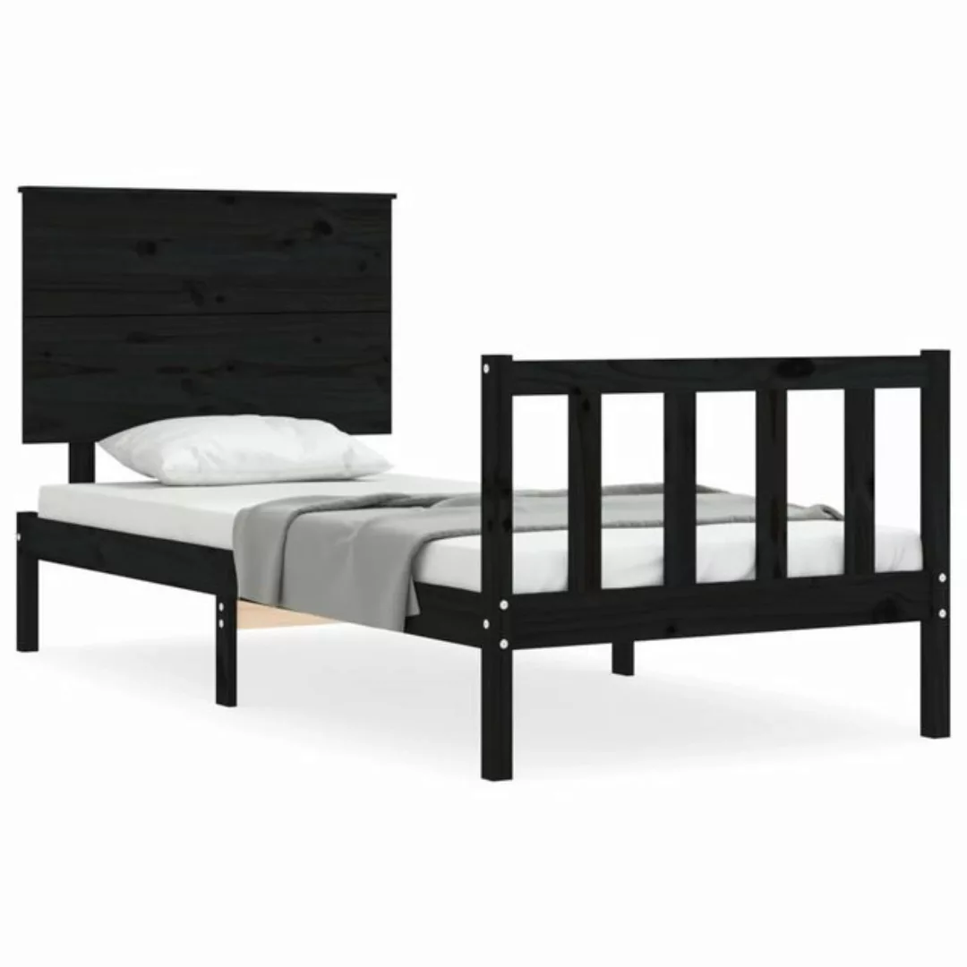 vidaXL Bettgestell Massivholzbett mit Kopfteil Schwarz 3FT Single Bett Bett günstig online kaufen