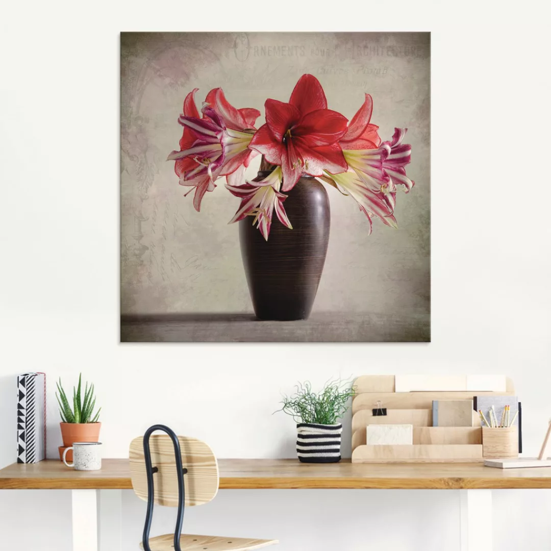 Artland Glasbild "Amaryllis Vintage II", Blumen, (1 St.), in verschiedenen günstig online kaufen