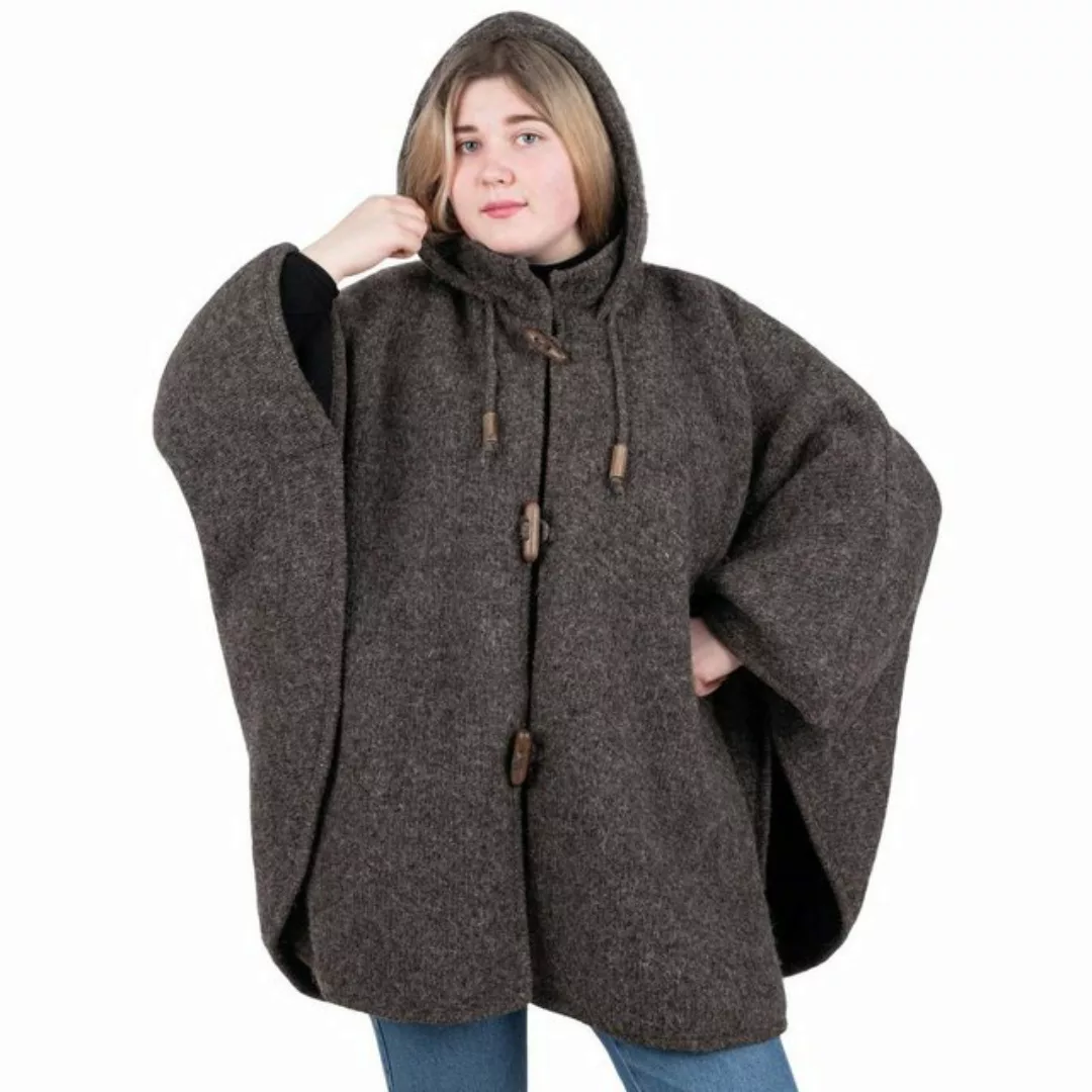 KUNST UND MAGIE Strickcape Strick Poncho+Kapuze Umhang Cape Strickjacke Wol günstig online kaufen