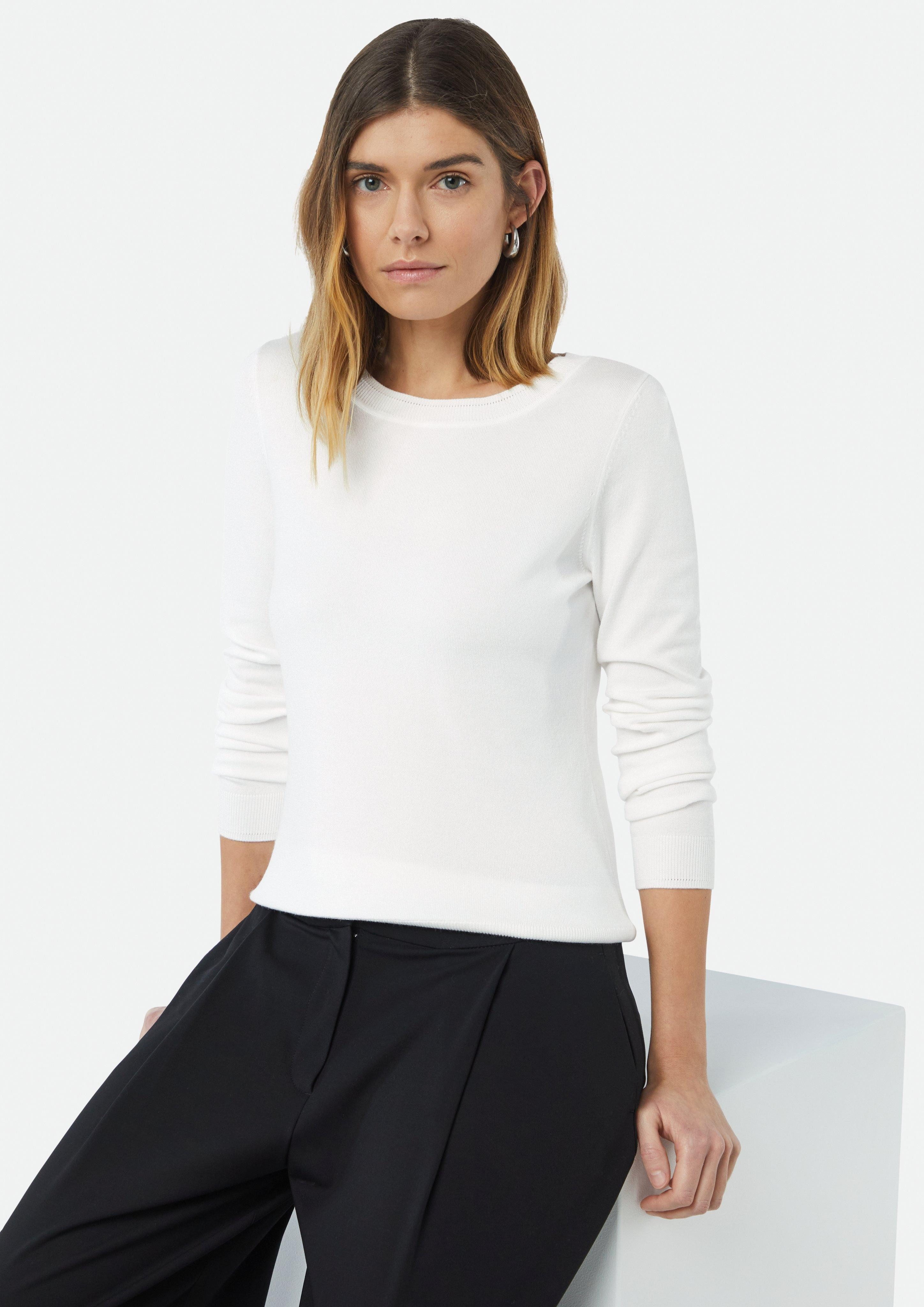 Comma Langarmshirt Feinstrickpullover mit dekorativen Bündchen günstig online kaufen