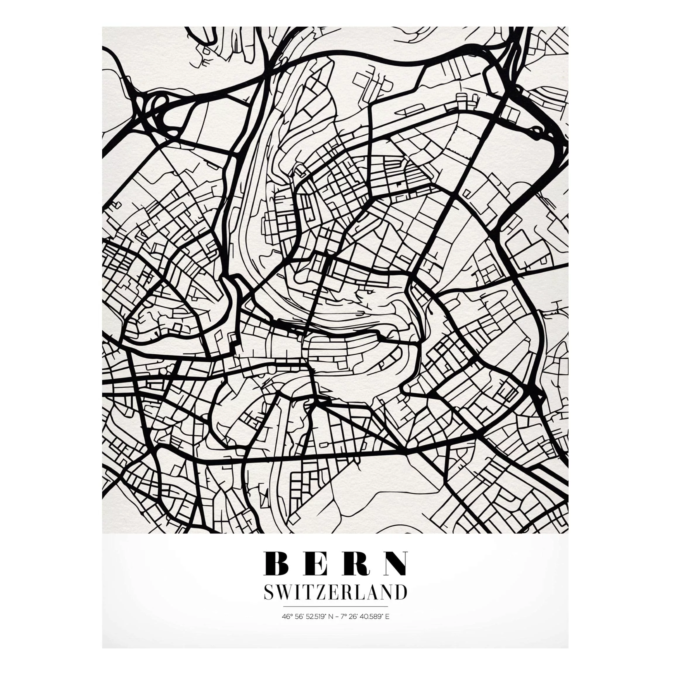 Magnettafel Stadt-, Land- & Weltkarte - Hochformat 3:4 Stadtplan Bern - Kla günstig online kaufen