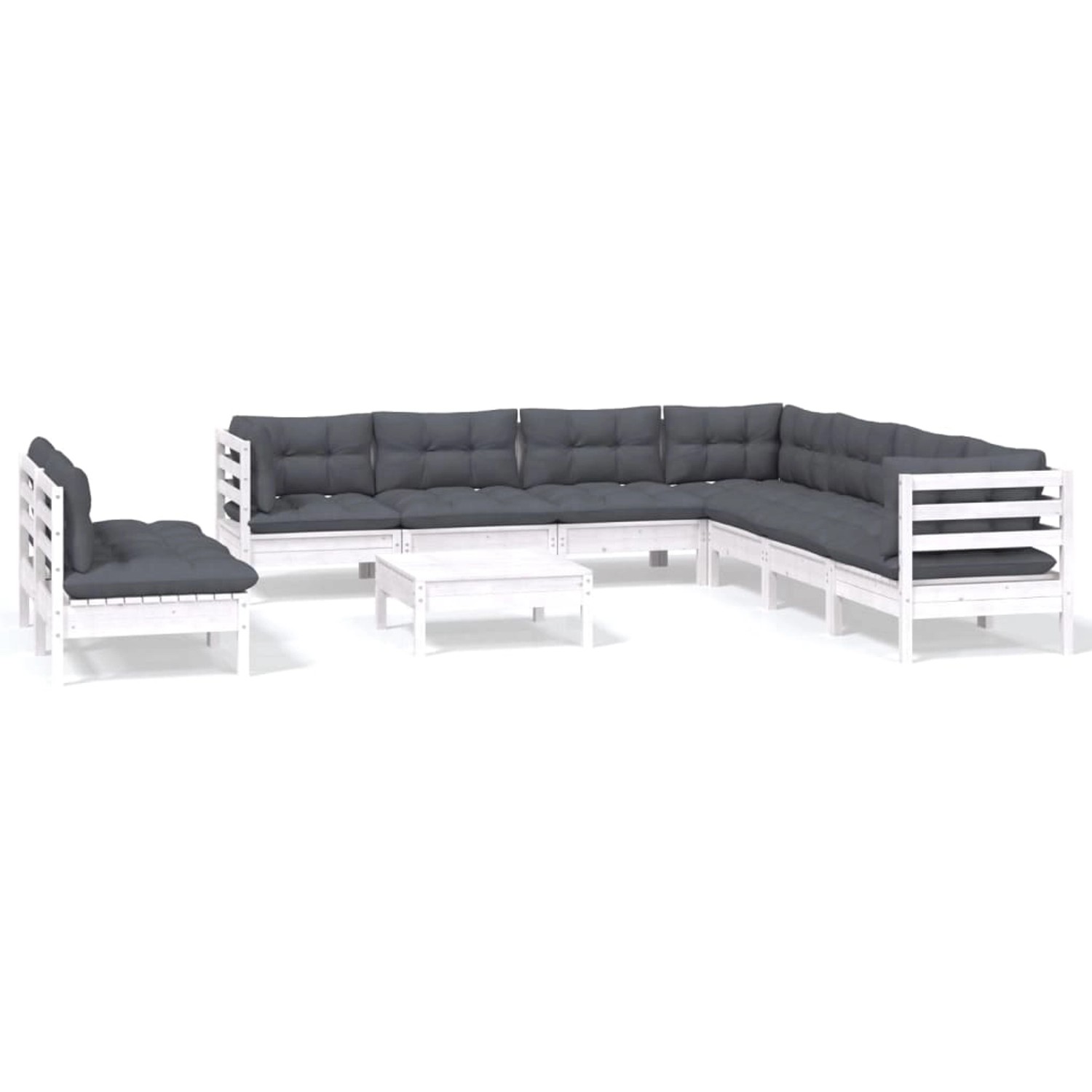 vidaXL 10-Tlg Garten-Lounge-Set mit Kissen Weiß Massivholz Kiefer 3096834 günstig online kaufen