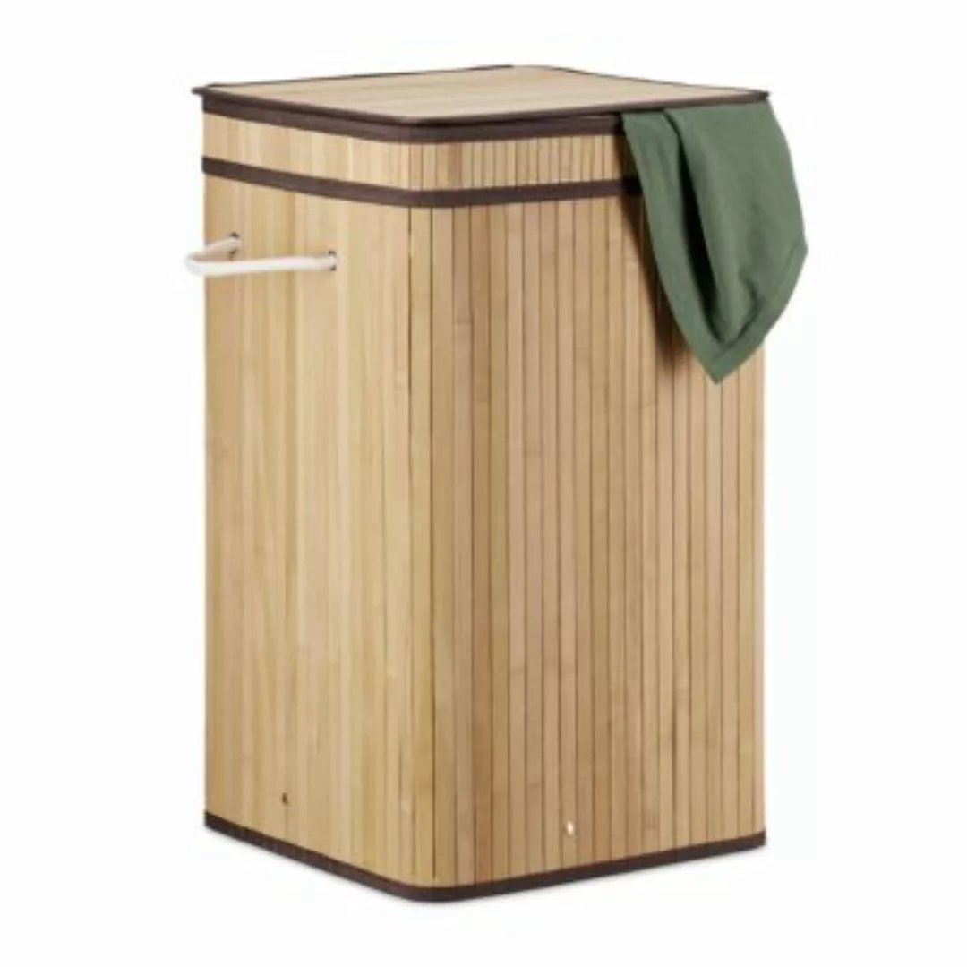 relaxdays 1 x Faltbarer Wäschekorb Bambus natur günstig online kaufen