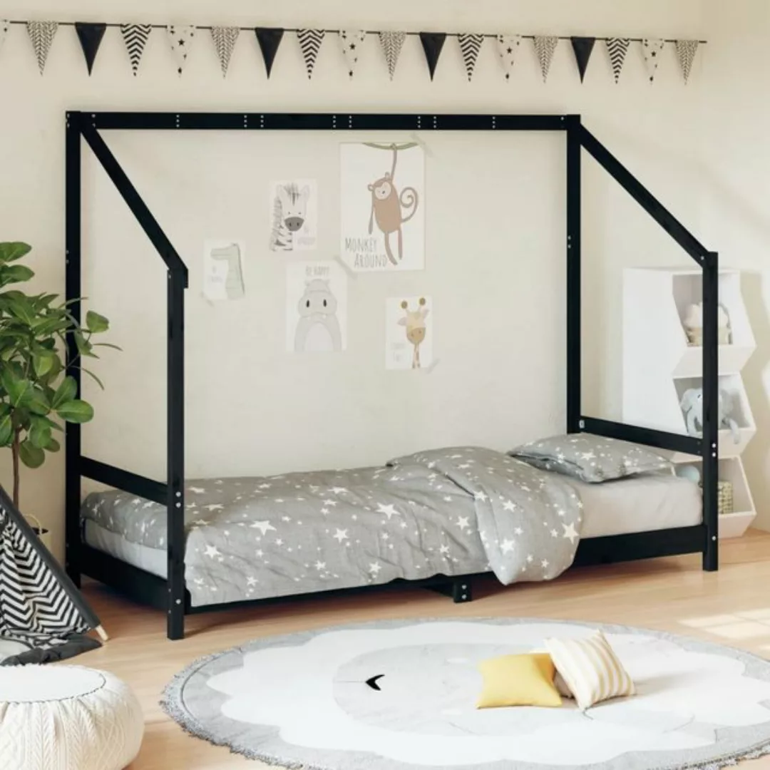 vidaXL Kinderbett Kinderbett Schwarz 80x200 cm Massivholz Kiefer günstig online kaufen