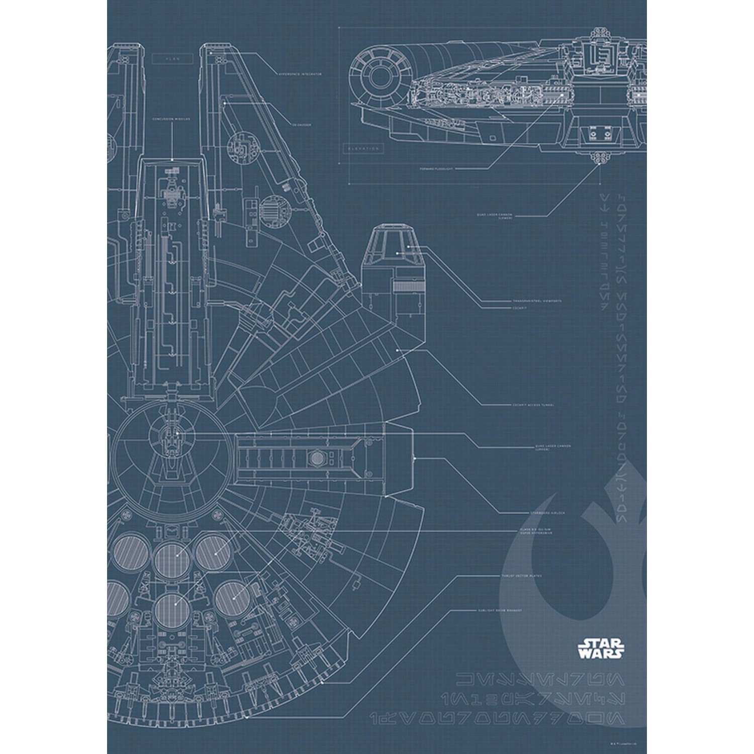Disney Poster Star Wars Millennium Falken Dunkelblau 50 x 70 cm 610271 günstig online kaufen