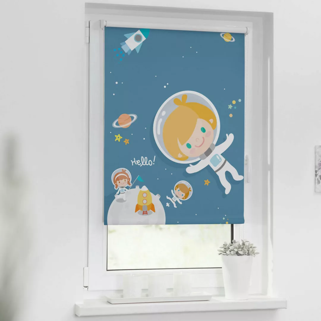 Verdunkelungsrollo Astronaut blau B/L: ca. 100x150 cm günstig online kaufen