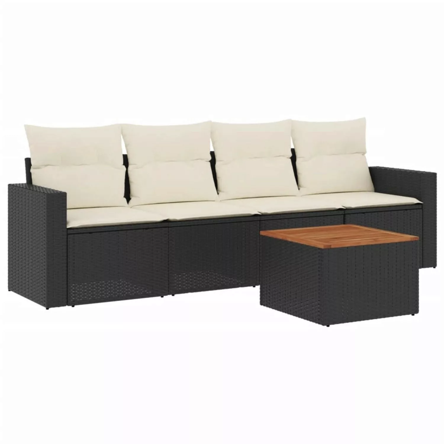 vidaXL 5-tlg Garten-Sofagarnitur mit Kissen Schwarz Poly Rattan Modell 64 günstig online kaufen