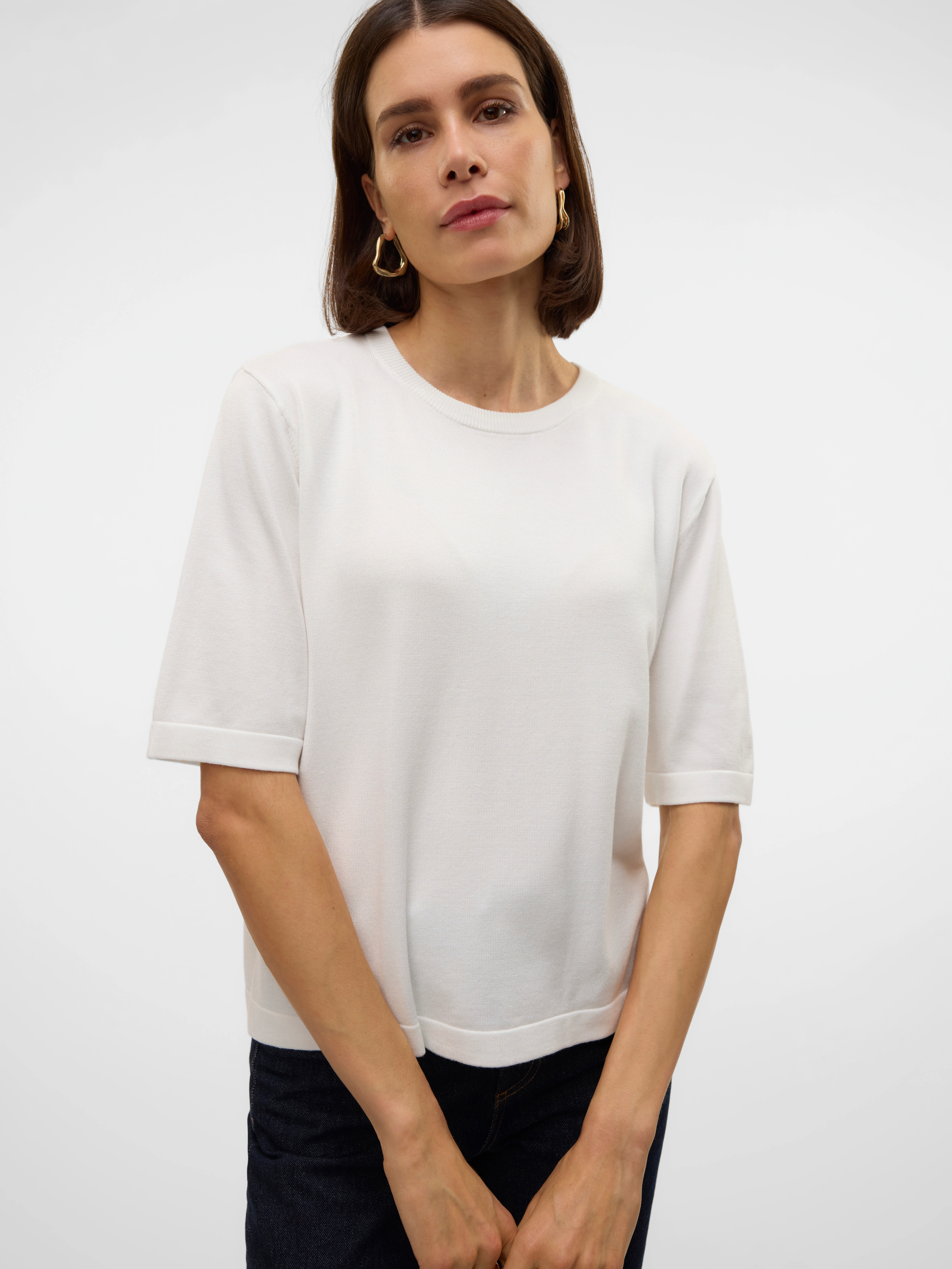 Vero Moda Kurzarmpullover "VMSILJE 2/4 O-NCK OVERSIZE PULL GA NOOS" günstig online kaufen