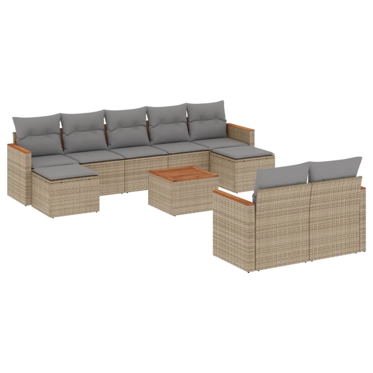 vidaXL 10-Tlg Garten-Sofagarnitur mit Kissen Beige Poly Rattan 3226409 günstig online kaufen