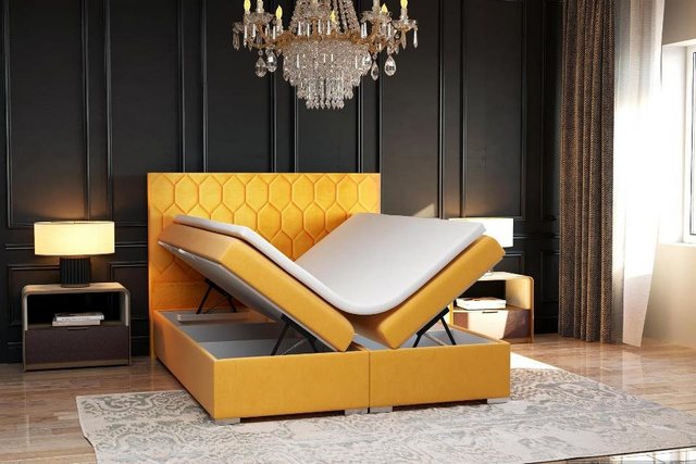 JVmoebel Bett Boxspring Bett Hotel Design Samt Luxus Betten Polster Bettkas günstig online kaufen