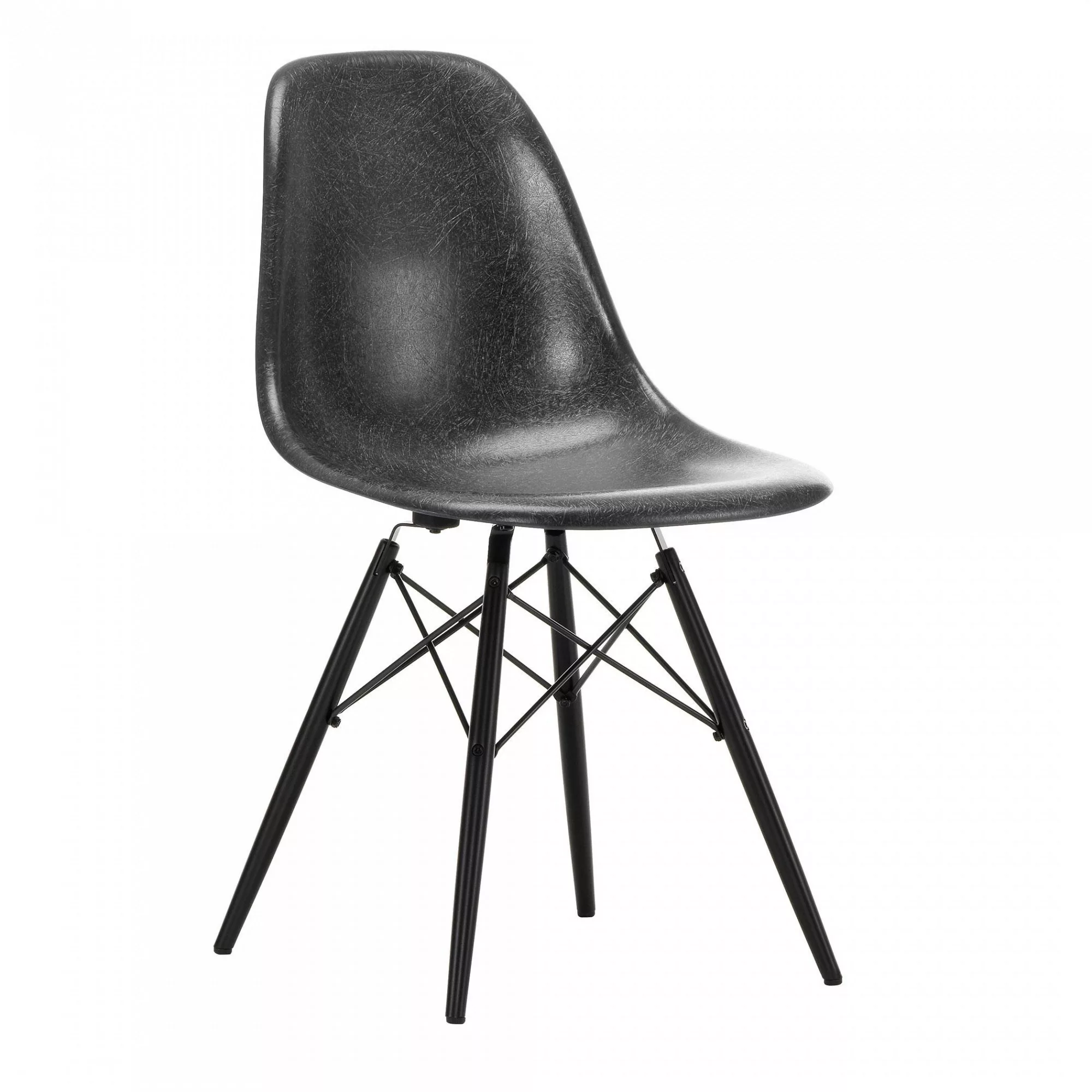Vitra - Eames Fiberglass Side Chair DSW Ahorn schwarz - Elefantengrau/Sitzs günstig online kaufen