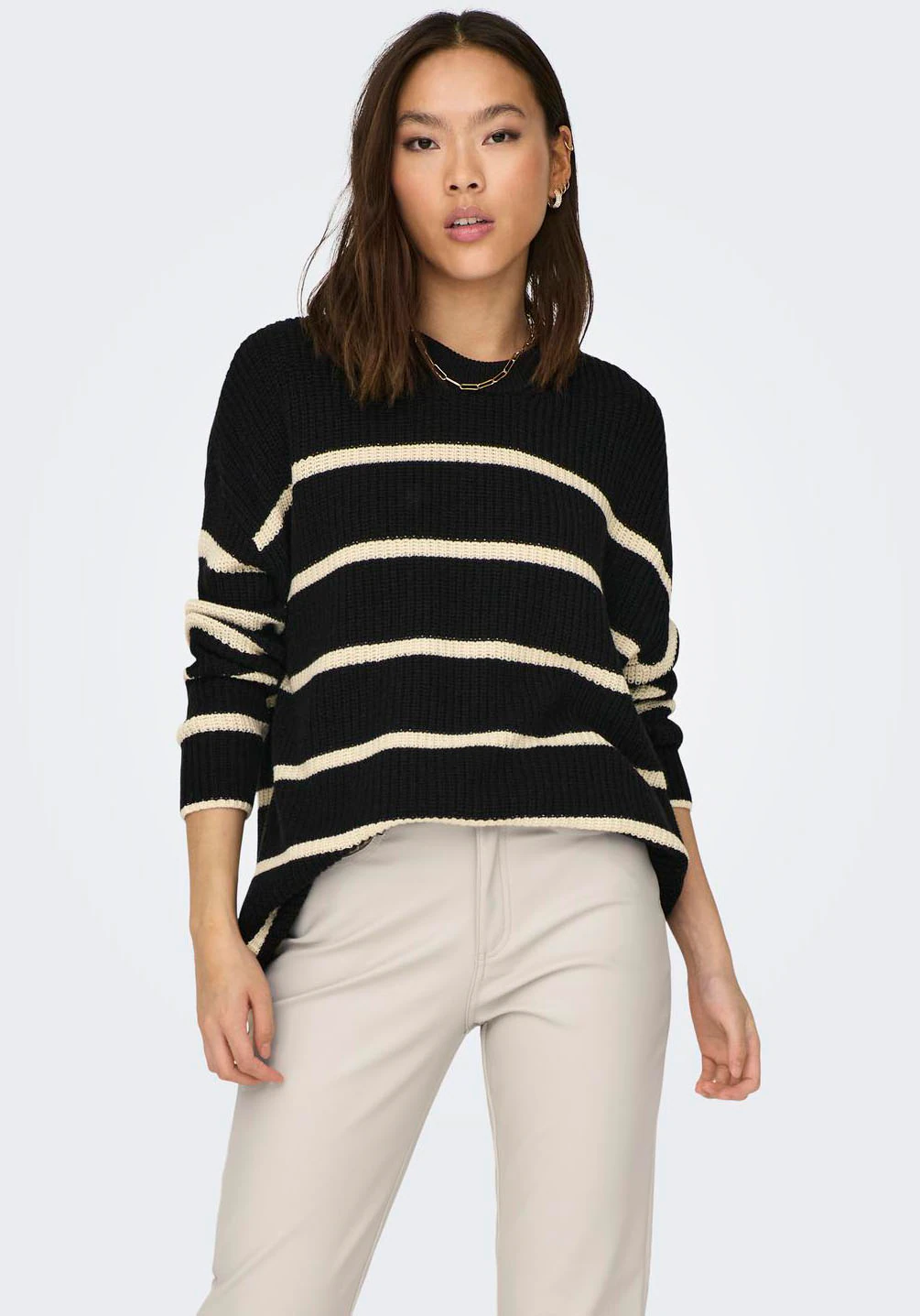 ONLY Rundhalspullover ONLPERNILLE LS STRIPE O-NECK KNT NOOS günstig online kaufen