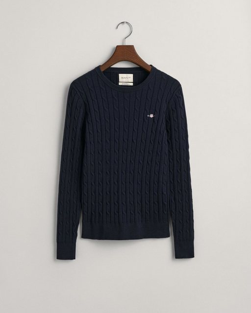 Gant Strickpullover STRETCH COTTON CABLE C-NECK mit Logostickerei auf der B günstig online kaufen