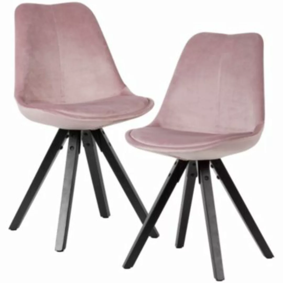 FineBuy Esszimmerstuhl 2er Set 45 x 39 cm Sitzfläche rosa günstig online kaufen