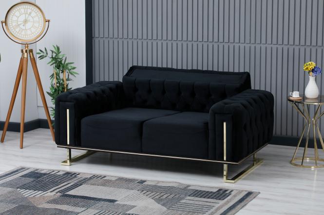 2-Sitzer Sofa ca. 170x81x94 cm inkl. kleine Kissen Everest Schwarz / Gold günstig online kaufen