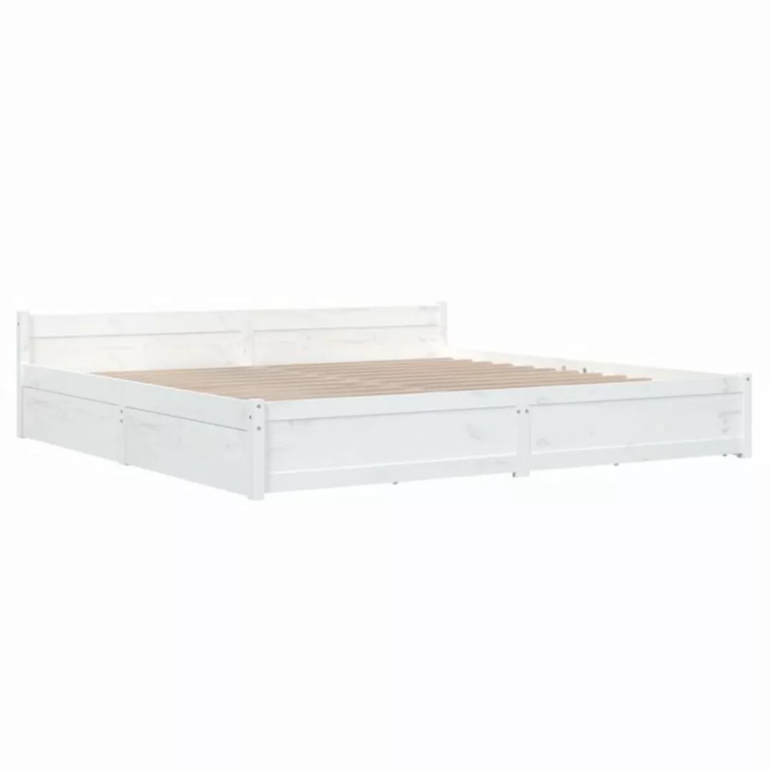 vidaXL Bettgestell Bett mit Schubladen Weiß 200x200 cm Bettgestell Bettrahm günstig online kaufen