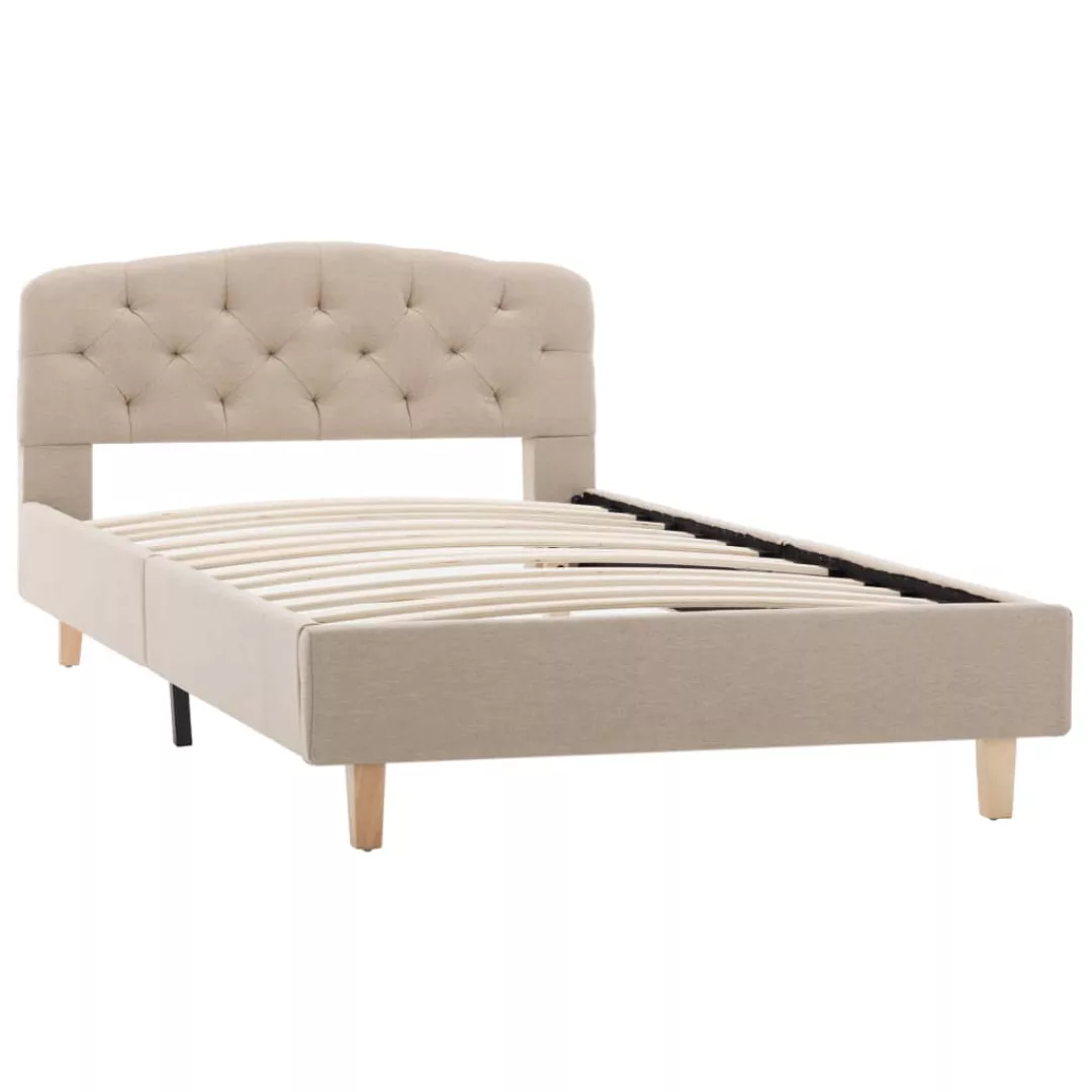 Bettgestell Beige Stoff 100×200 Cm günstig online kaufen