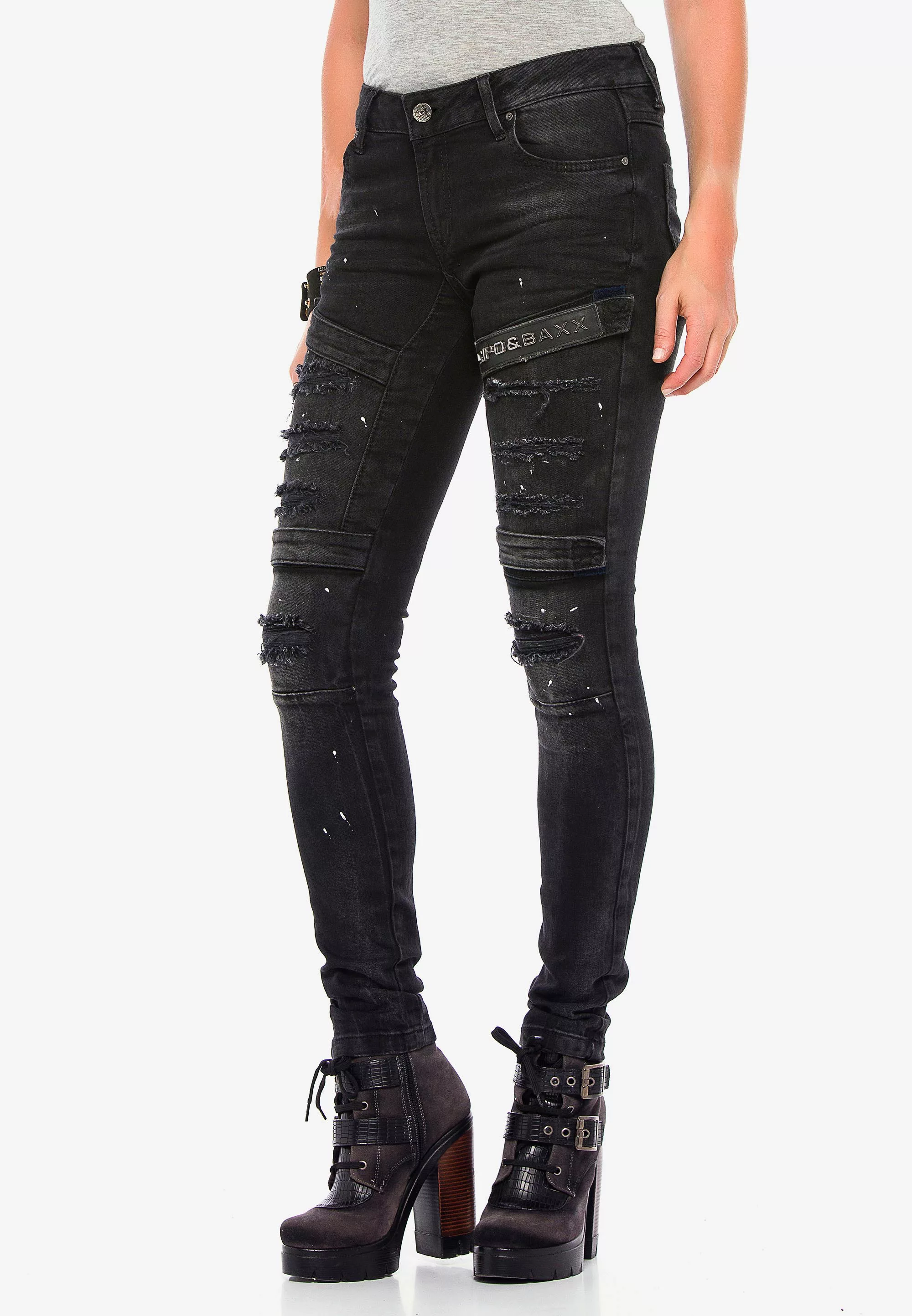 Cipo & Baxx Röhrenjeans im coolen Biker-Look in Skinny Fit günstig online kaufen