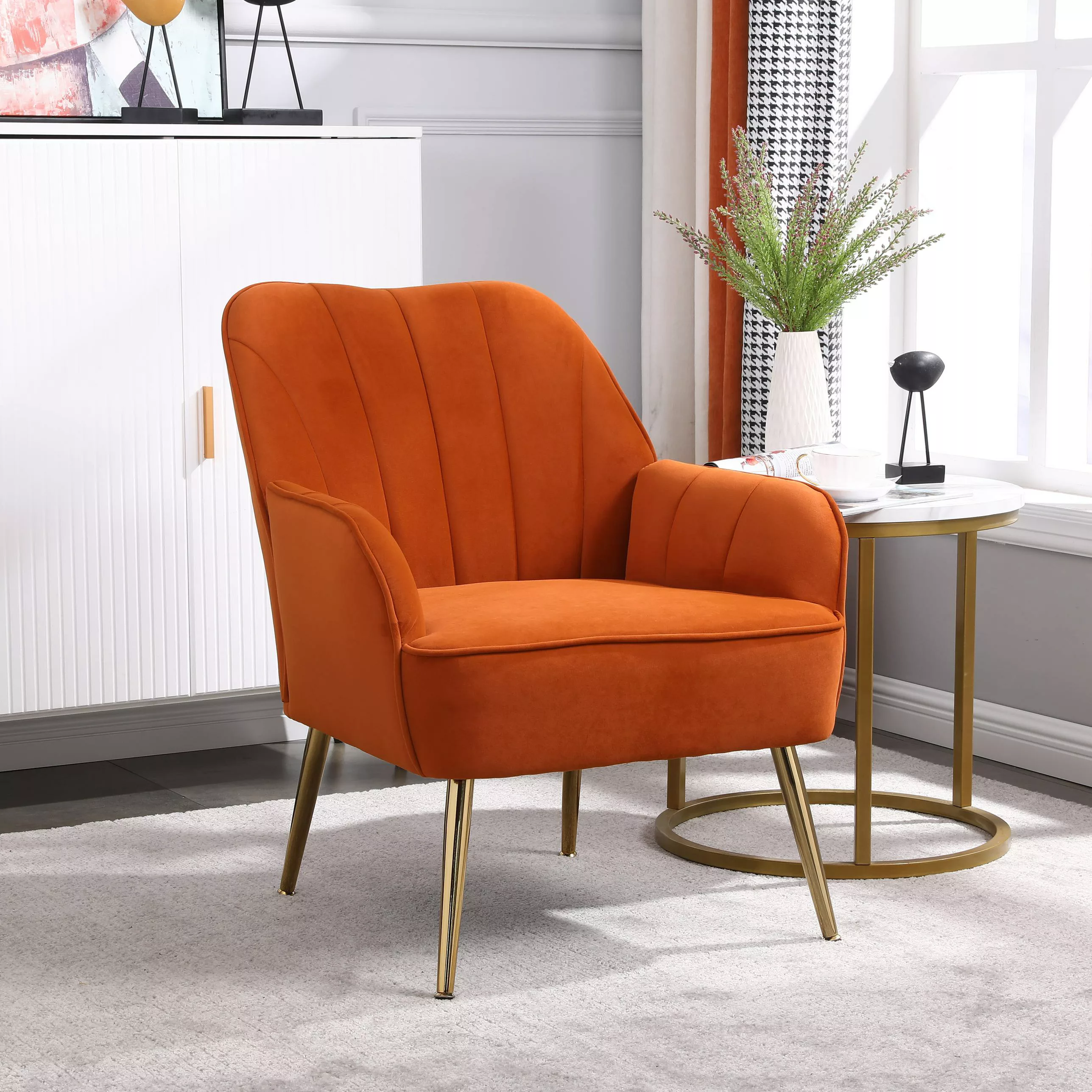 Samt Freizeitsitz, Ergonomisches Design, 64x72,8x77,9 cm, Orange günstig online kaufen