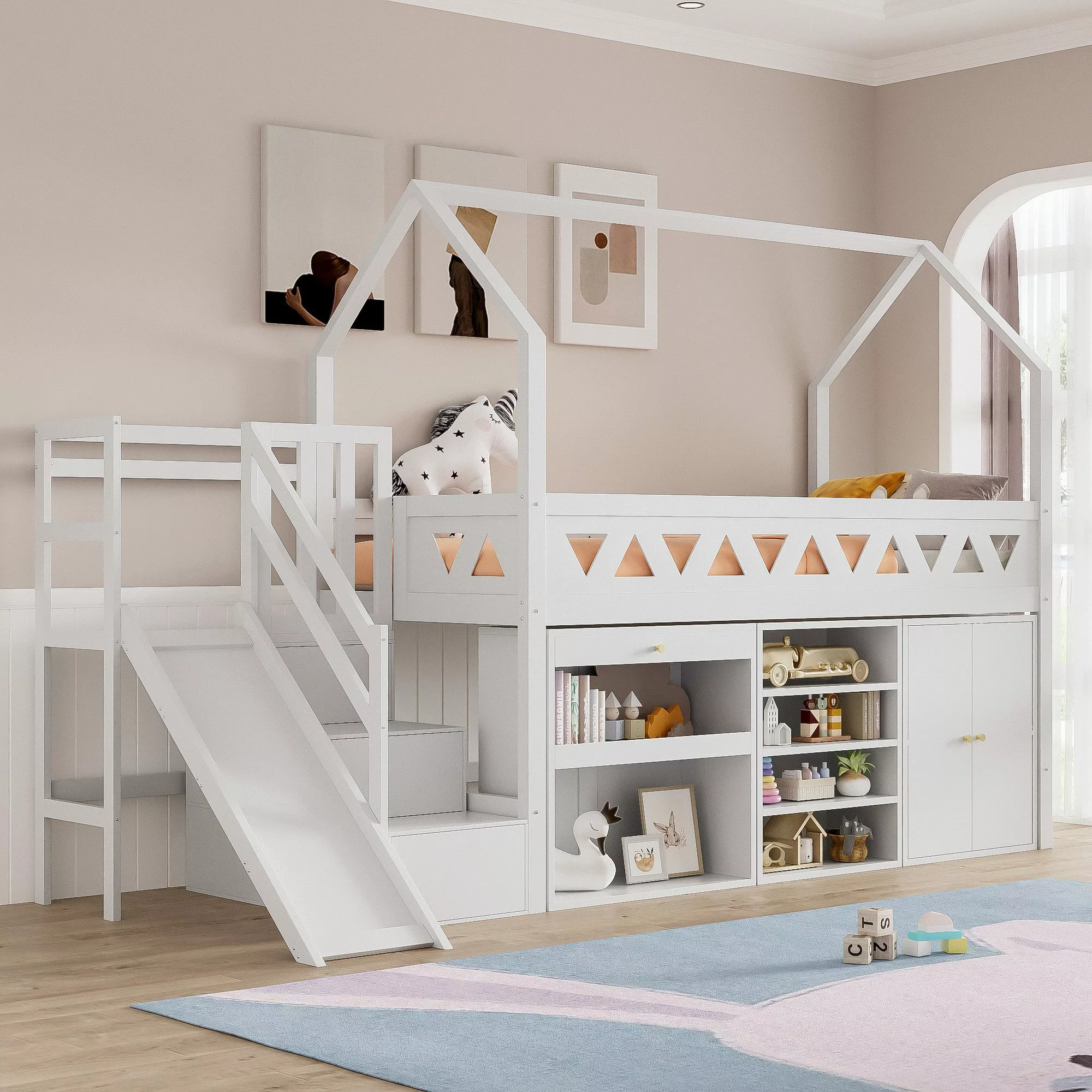 Flieks Hochbett Kinderbett Etagenbett mit Schränke, günstig online kaufen