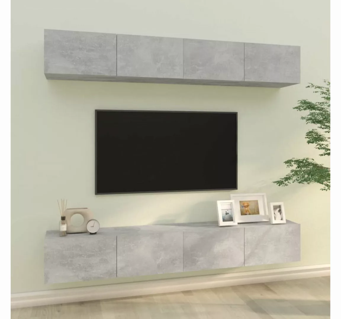 furnicato TV-Schrank TV-Wandschränke 4 Stk. Betongrau 100x30x30 cm günstig online kaufen