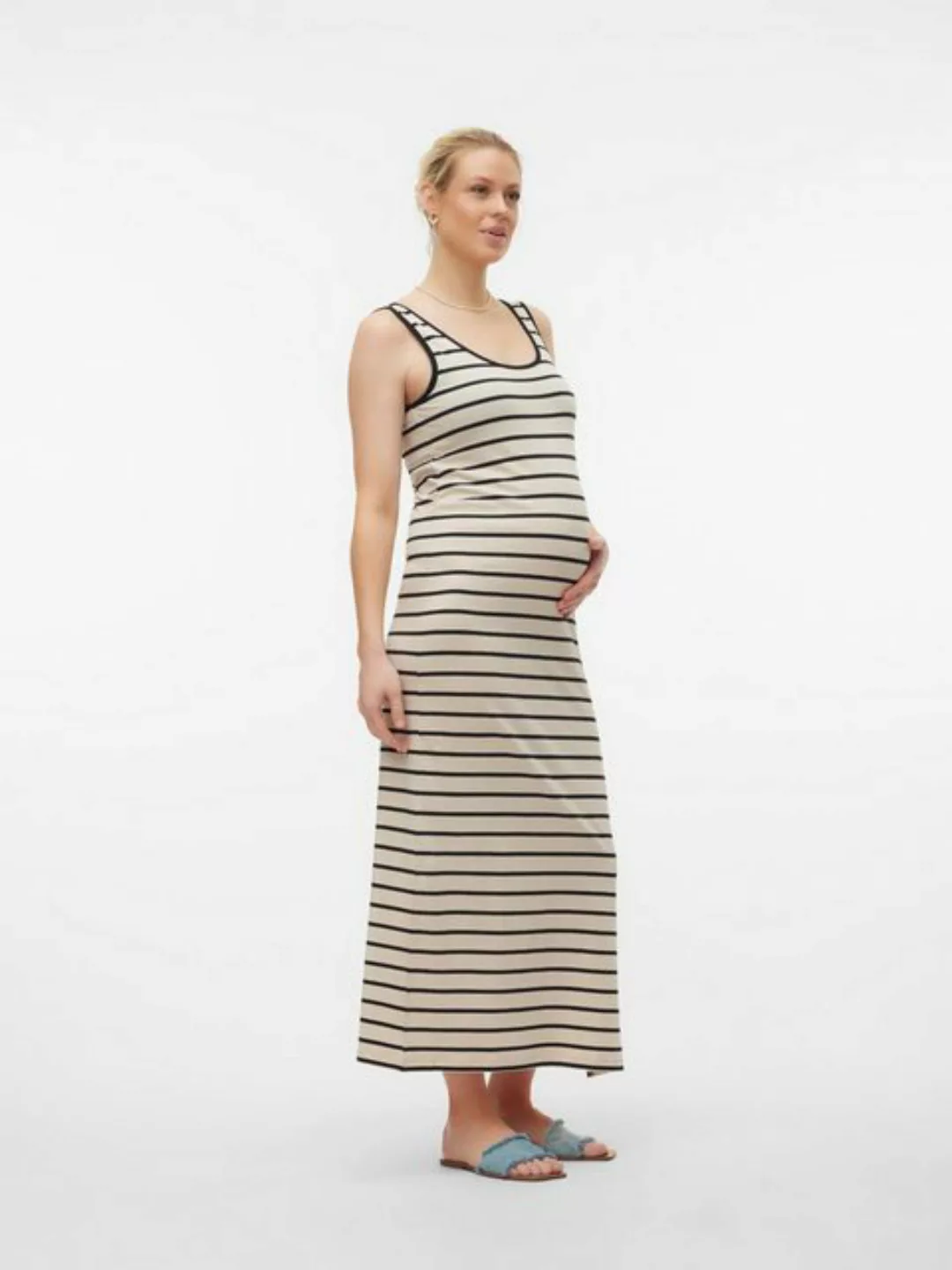 Mamalicious Shirtkleid Kleid Umstands Maxi Ärmelloses Dress mit U-Ausschnit günstig online kaufen
