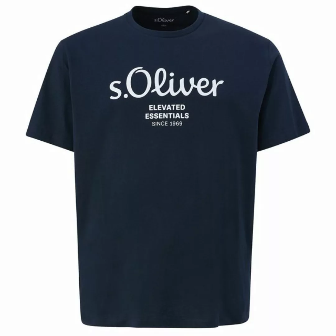 s.Oliver Rundhalsshirt s.Oliver Übergrößen T-Shirt navy Logo-Frontprint günstig online kaufen