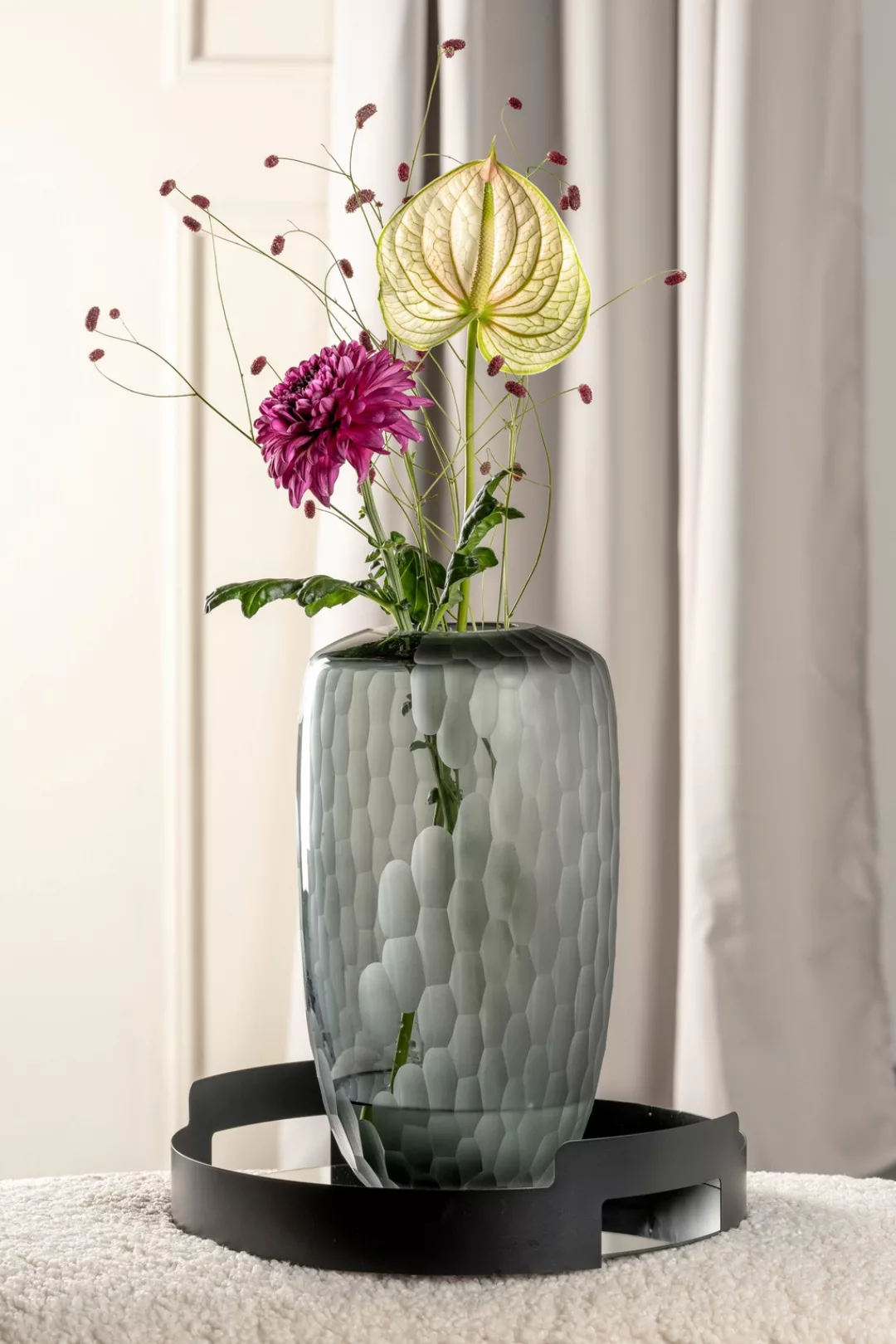 LEONARDO Tischvase »Dekovase BELLAGIO«, (1 St.), aus Glas, anthrazitfarben, günstig online kaufen