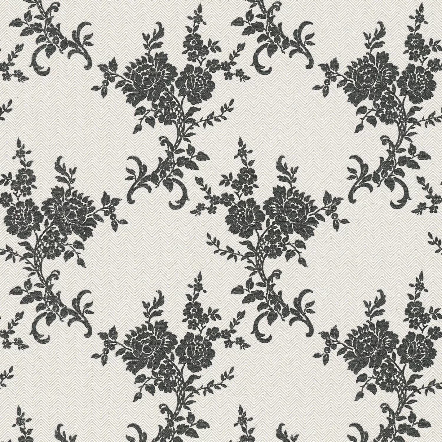 Bricoflor Barock Tapete in Schwarz Weiß Florale Papiertapete mit Vinyl für günstig online kaufen
