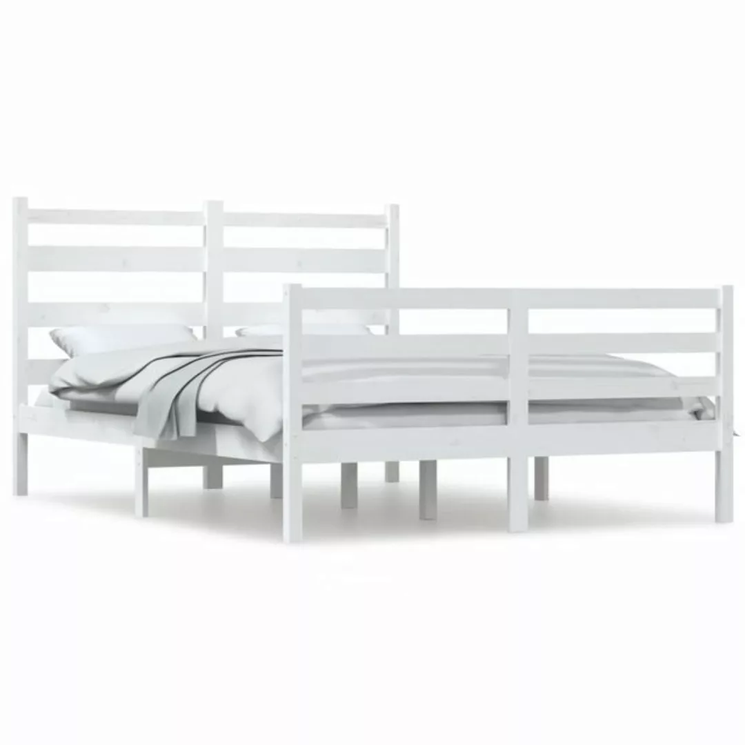 vidaXL Bettgestell Massivholzbett Kiefer 160x200 cm Weiß Bett Bettgestell D günstig online kaufen