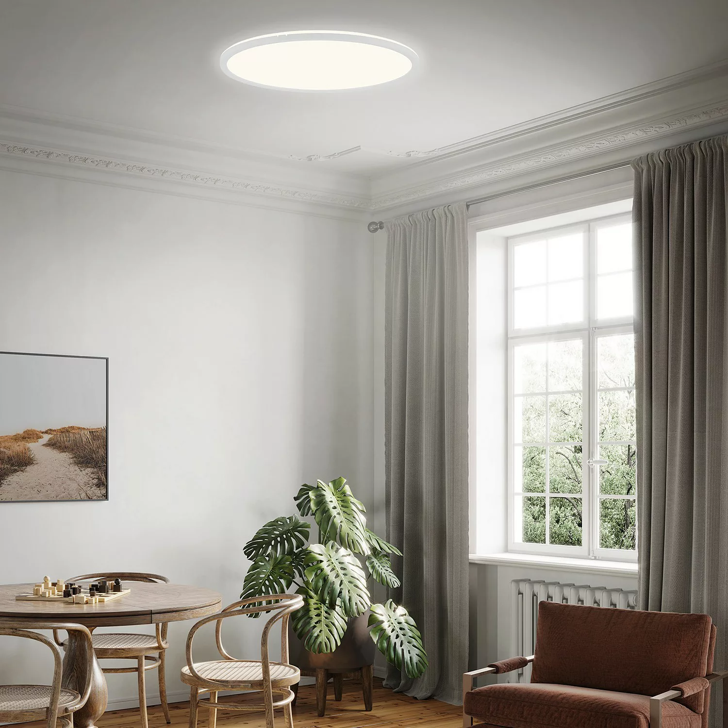 Brilo LED-Deckenleuchte Slim Weiß 1x LED 22 W inkl. Backlight günstig online kaufen