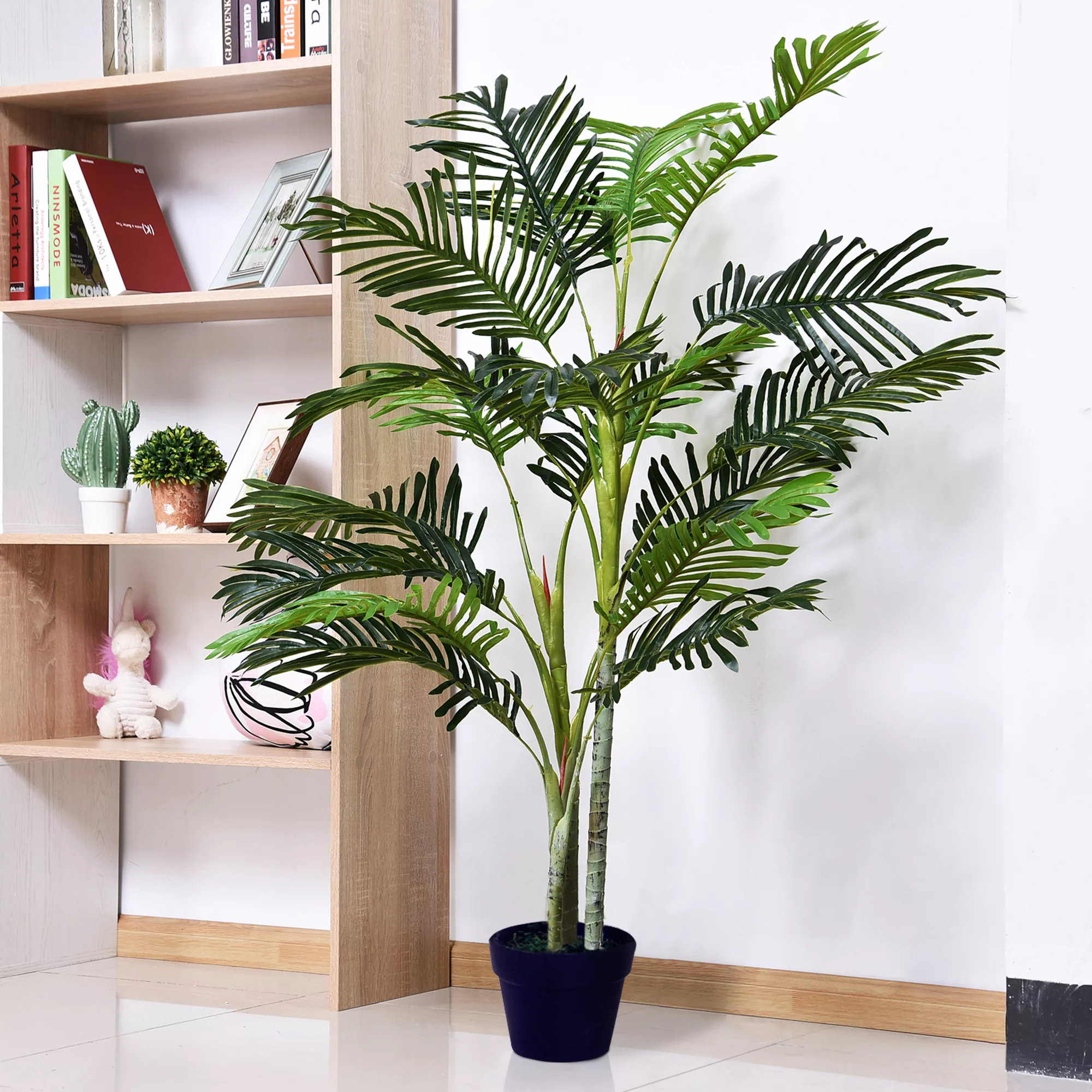 Outsunny Kunstpalme  Große Kunstpflanze 150cm mit Pflanztopf, 19 Palmenwede günstig online kaufen