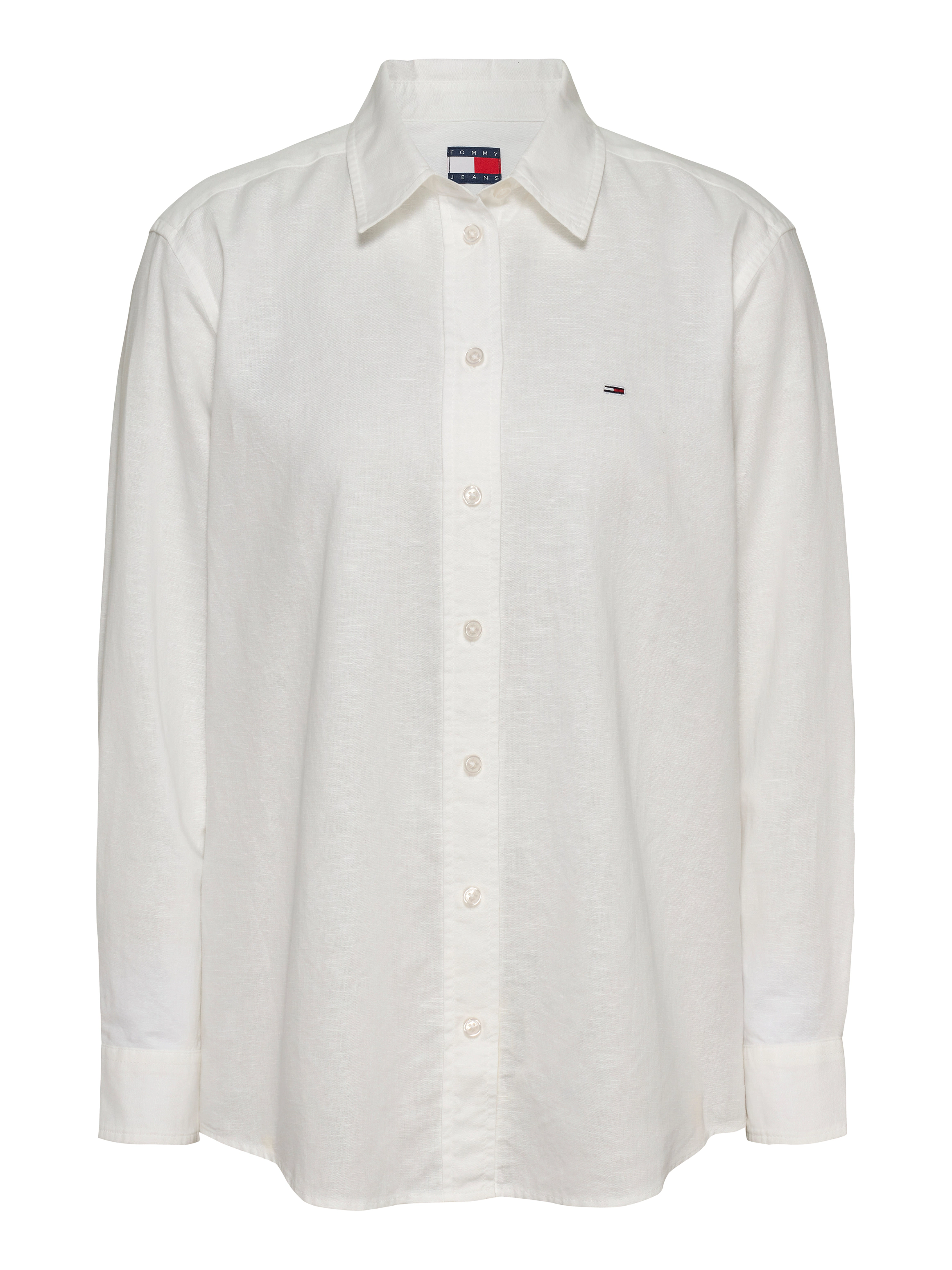 Tommy Jeans Hemdbluse "TJW RLX LINEN SHIRT", mit Logostickerei günstig online kaufen