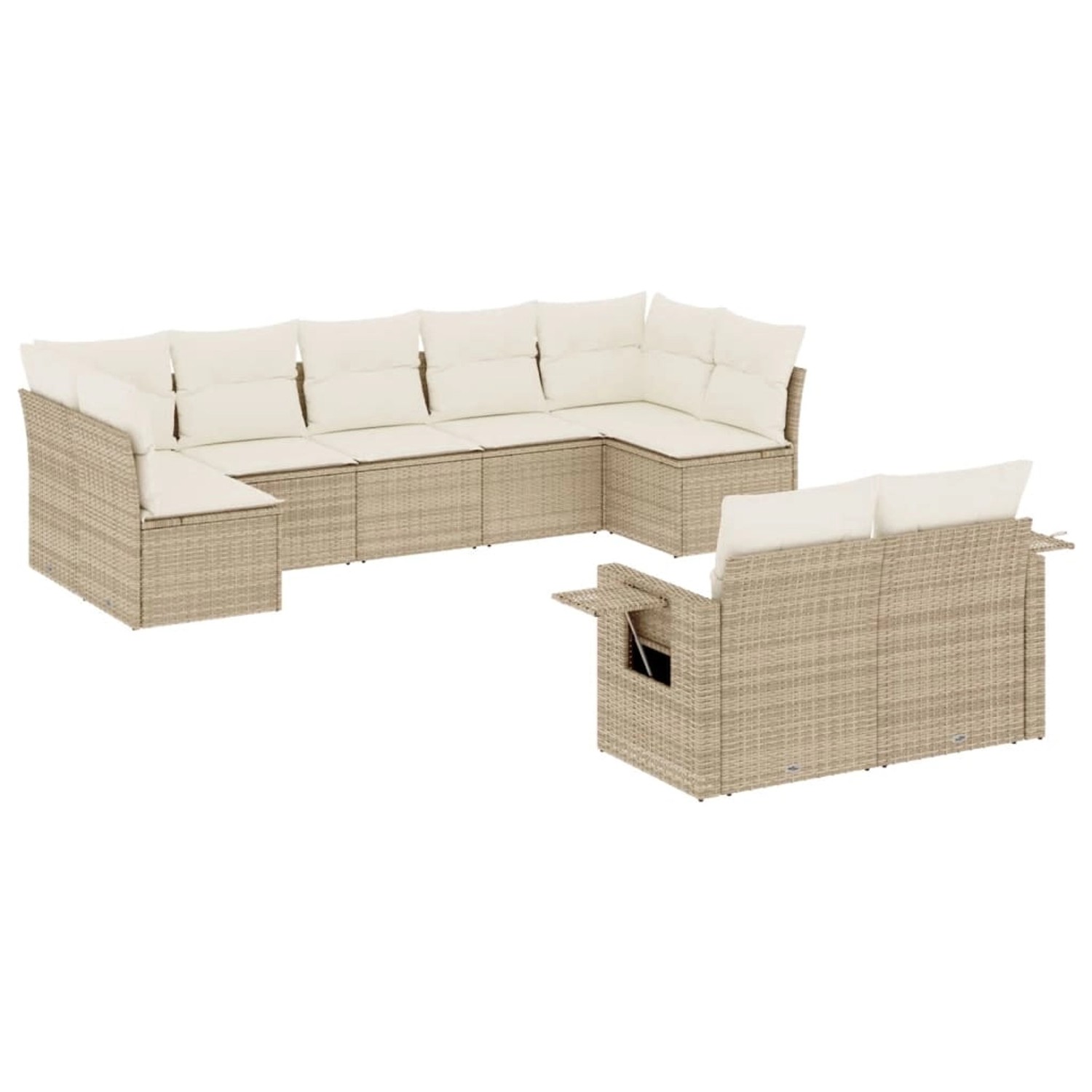 vidaXL 9-Tlg Garten-Sofagarnitur mit Kissen Beige Poly Rattan 3252955 günstig online kaufen