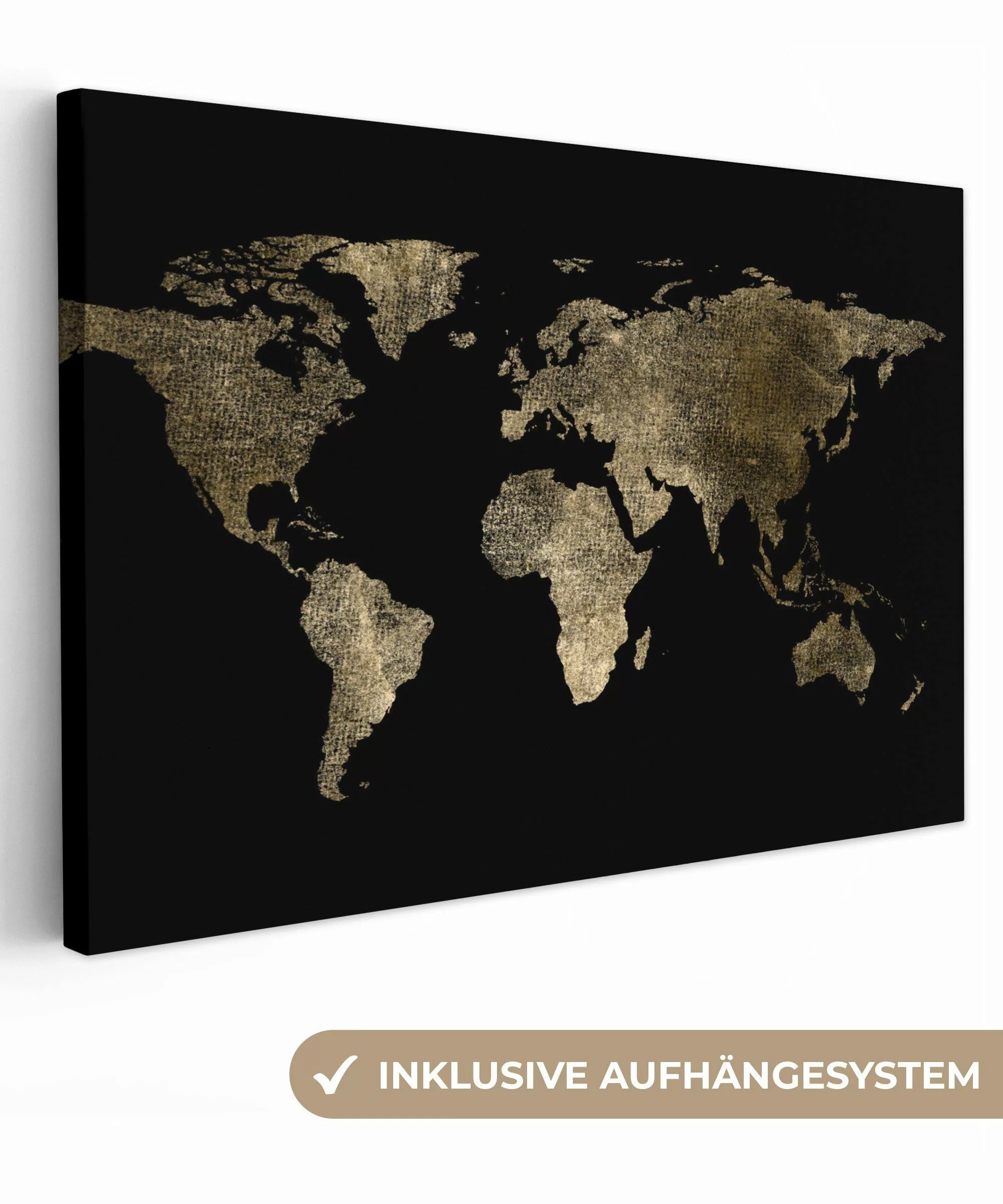 OneMillionCanvasses® Leinwandbild Weltkarte - Gold - günstig online kaufen